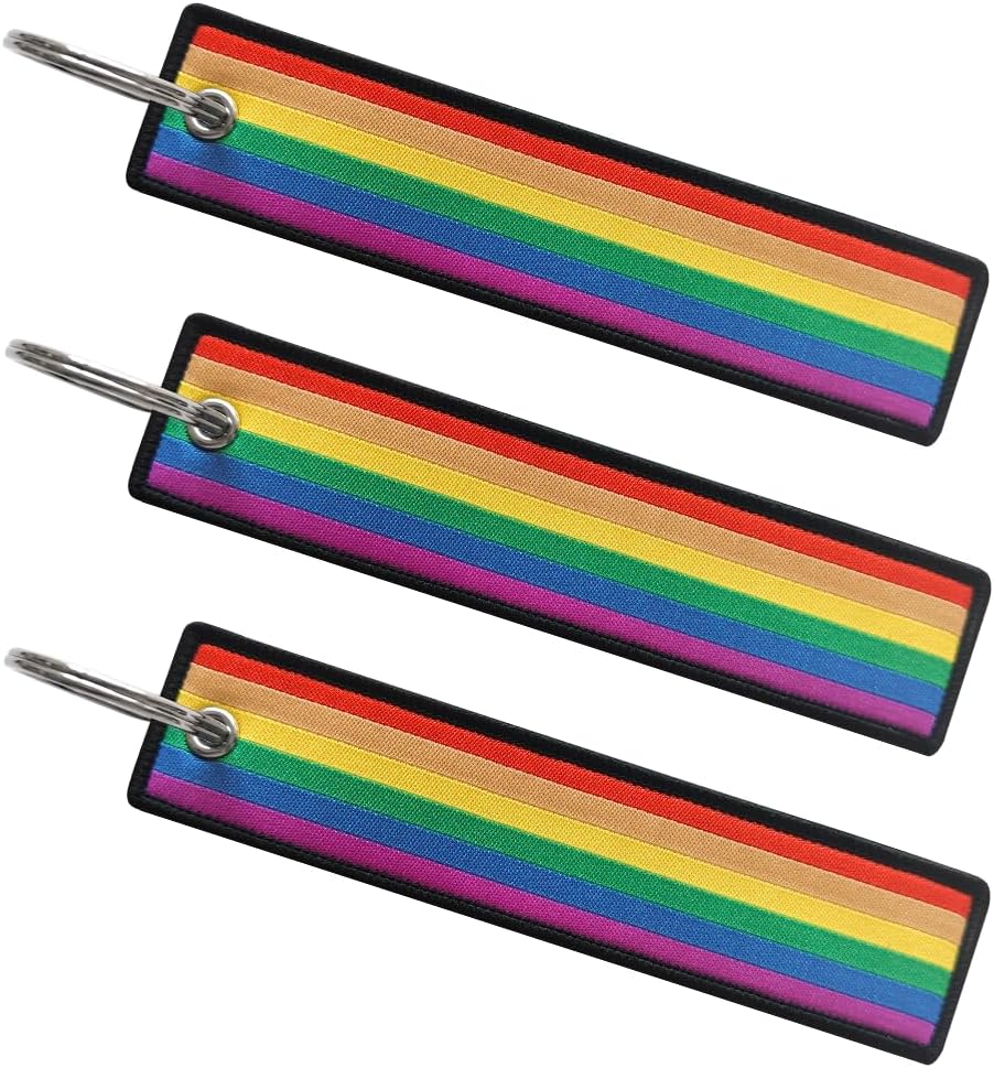 Rainbow Gay Pride Flag Keychain Tag with Key Ring- 3 Pack