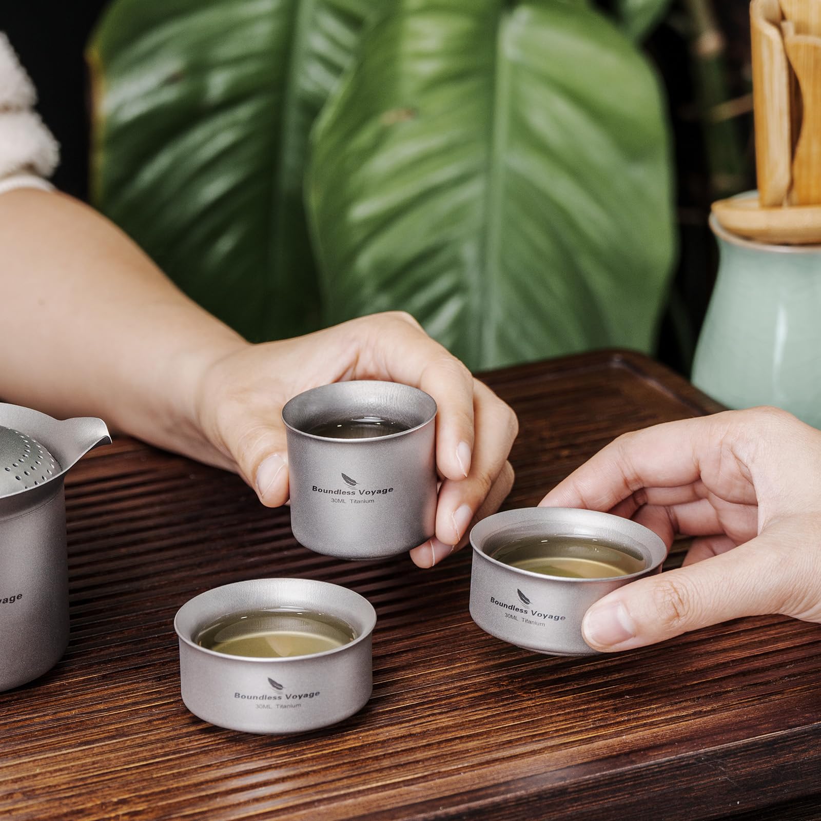 Boundless Voyage Ti3148D Tasse à thé en titane à double paroi pour camping en plein air 30 ml