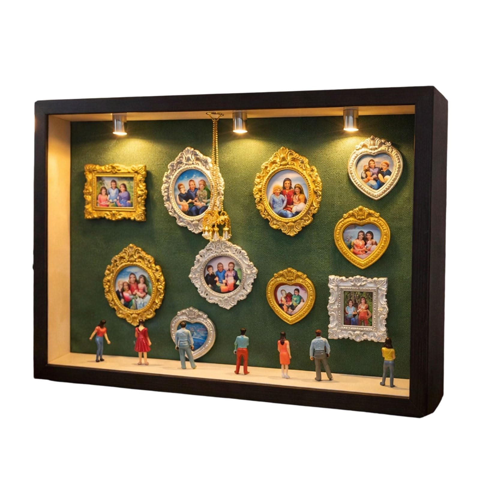 our fave Creative Wooden Shadows Box Set with 10 Interchangeable Miniature Frames 8 Resin Figurines and Crystal Chandeliers Craft Miniature Museums Shade Box