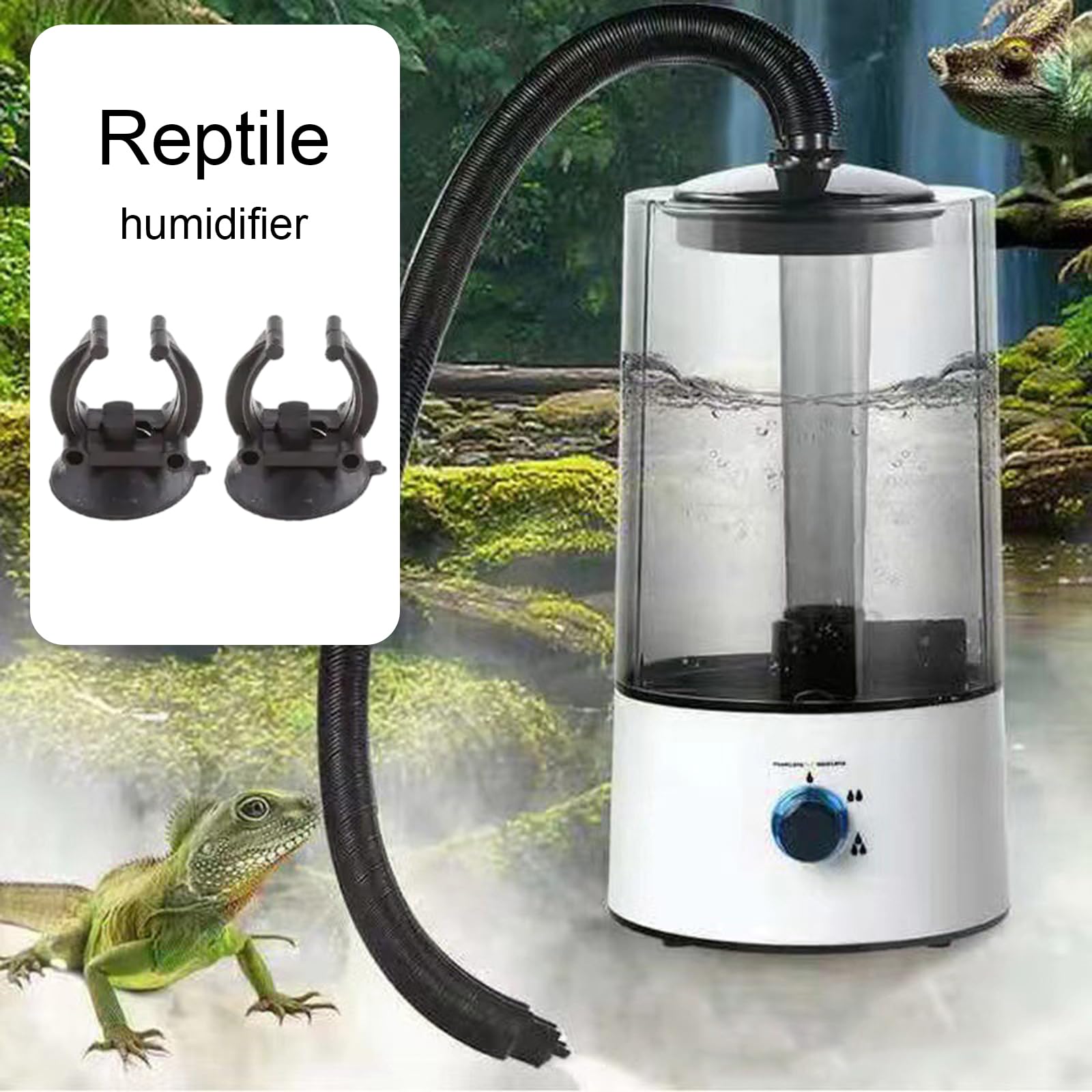 Milageto Reptilien-Luftbefeuchter, 4-Liter-Reptilien-Luftbefeuchter-Nebelmaschine, Terrarien-Nebelmaschine mit Ultra-leisem Zerstäuber für Reptilien, Amphibien, Schildkröten, Feuchtpflanzen