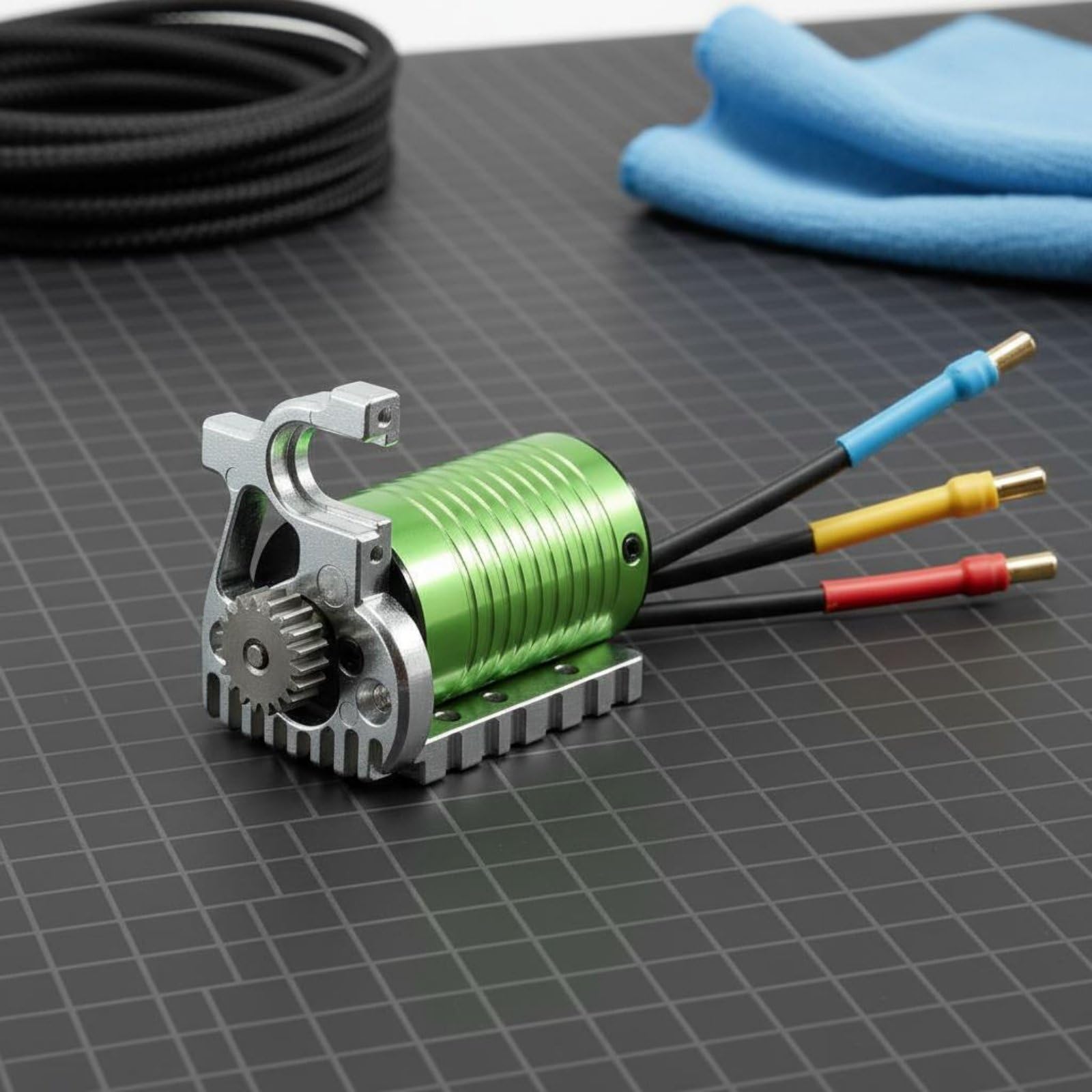 F Fityle Componente de Transmisión de Vehículo Motor para Coche RC Montaje Piñón Tornillos y Llave Carcasa Metálica y Cableado Previo Adecuado para Reposición