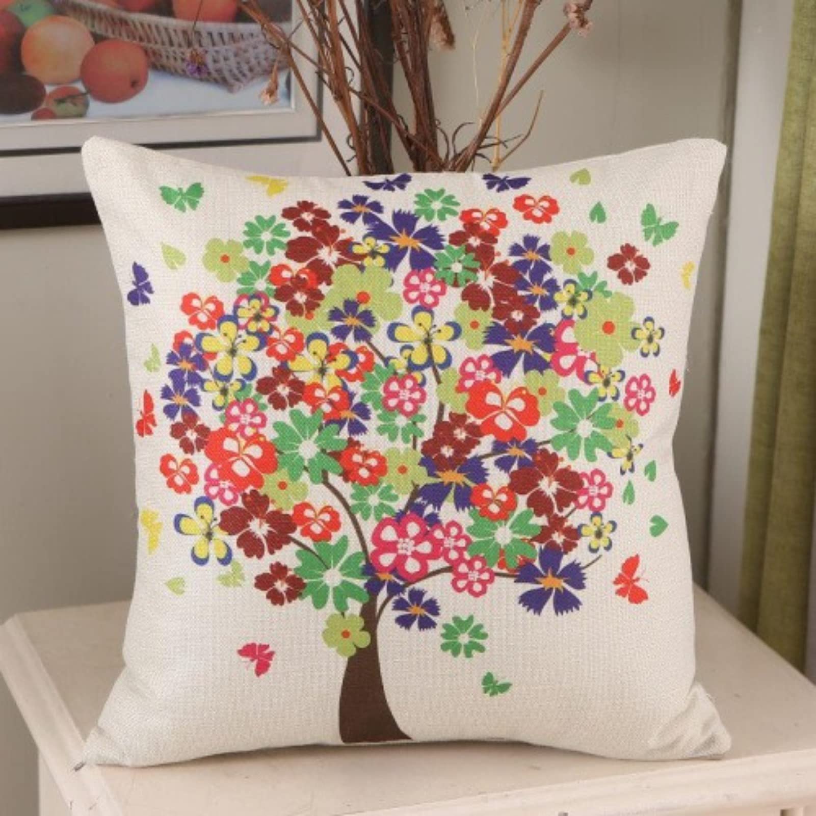 Juego de 4 fundas de cojín de flores de 45 x 45 cm, fundas de almohada decorativas, adecuadas para decoración del hogar, cama, sofá, coche, cintura (4 unidades)