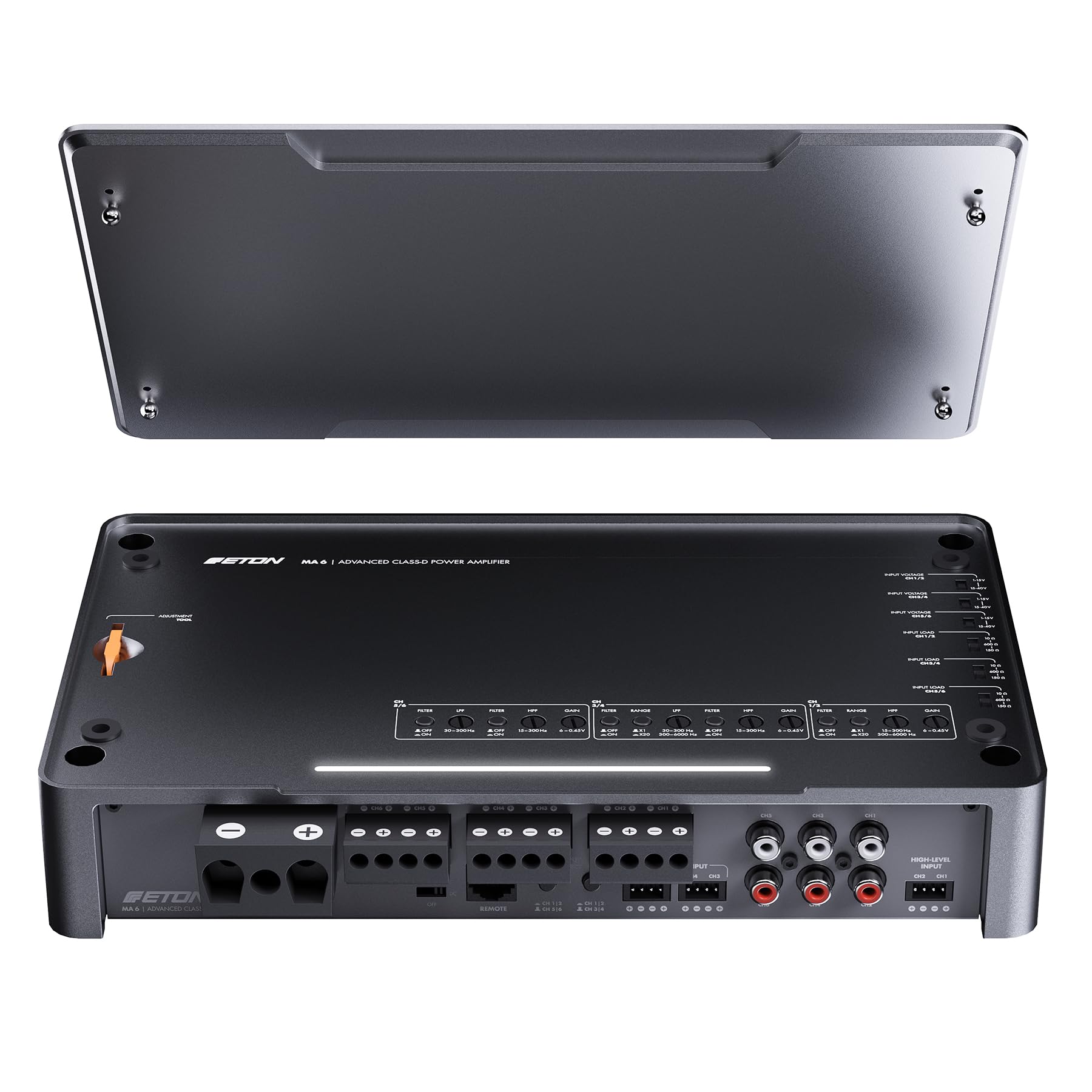 ETON MA 6 – kompakter 6 Kanal Verstärker, leistungsstarke digitale Mini Endstufe für Autos und Reisemobile, Class D Amp mit 6 x 120 W