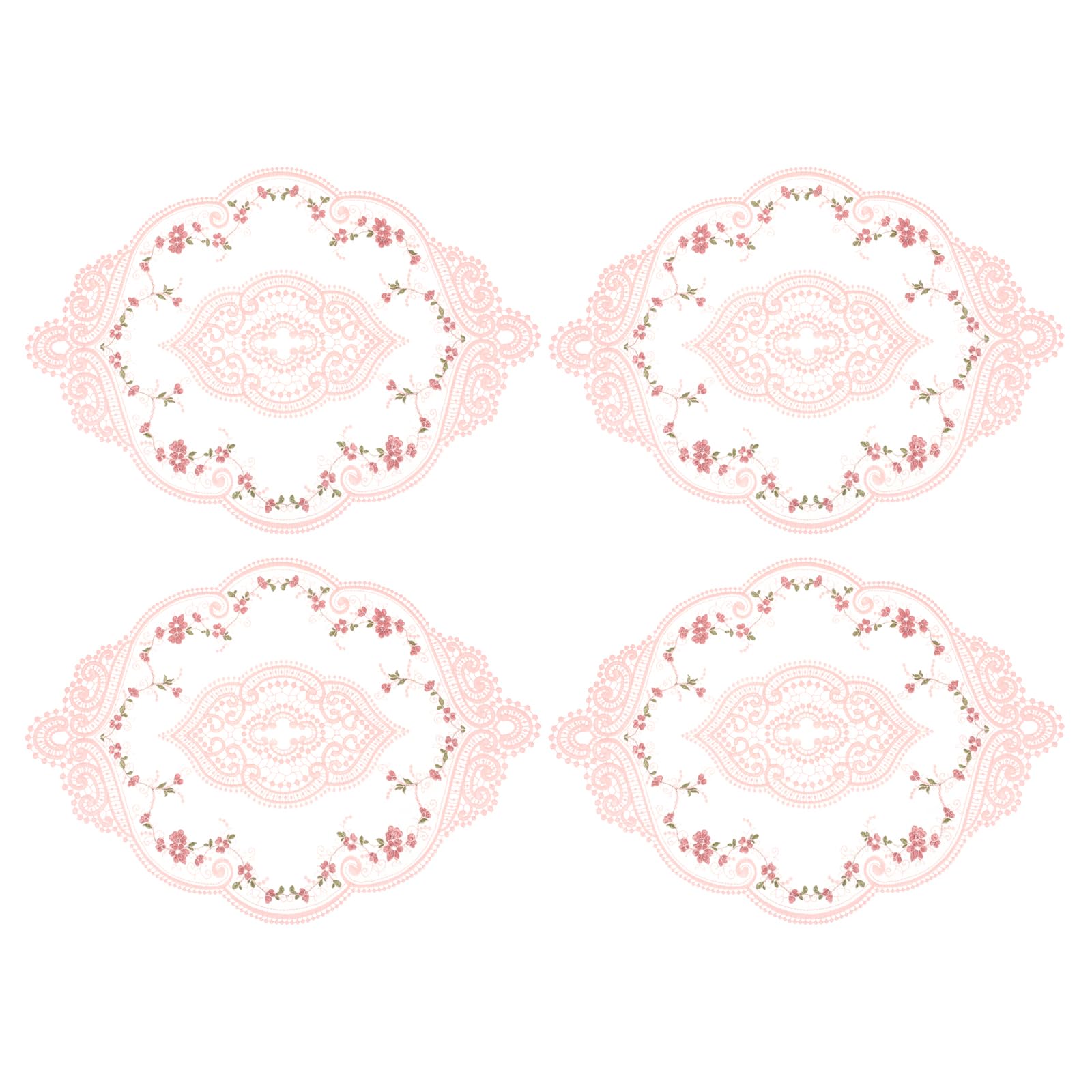 Napperons brodés en dentelle rose lot de 4 set de table ovale rétro uxcell
