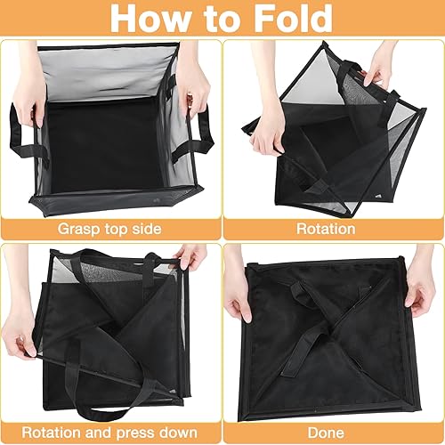 Miniatura 4 de Zopeal 6 cestas emergentes para ropa sucia de 12.6 pulgadas, pequeñas cestas plegables con asas, cesta de malla portátil, canasta plegable de una