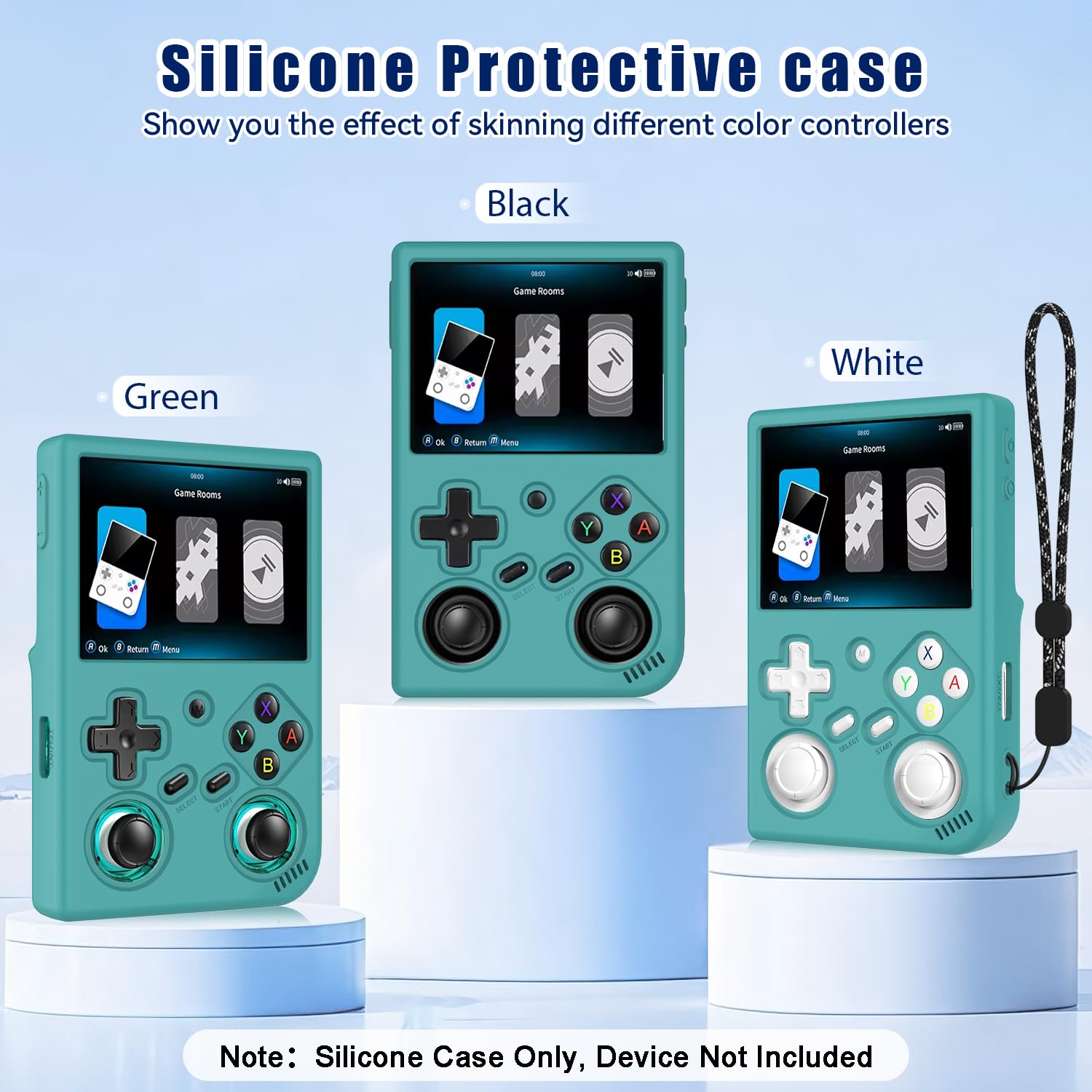 FIOPAZ for Anbernic RG35XX Pro Silicone Protective Case, Only Compatible with RG35XXPro Handheld Game Console Accessories, Anti-Scratch Washable Soft Silicone Cover with Lanyard (Green) - Image 6