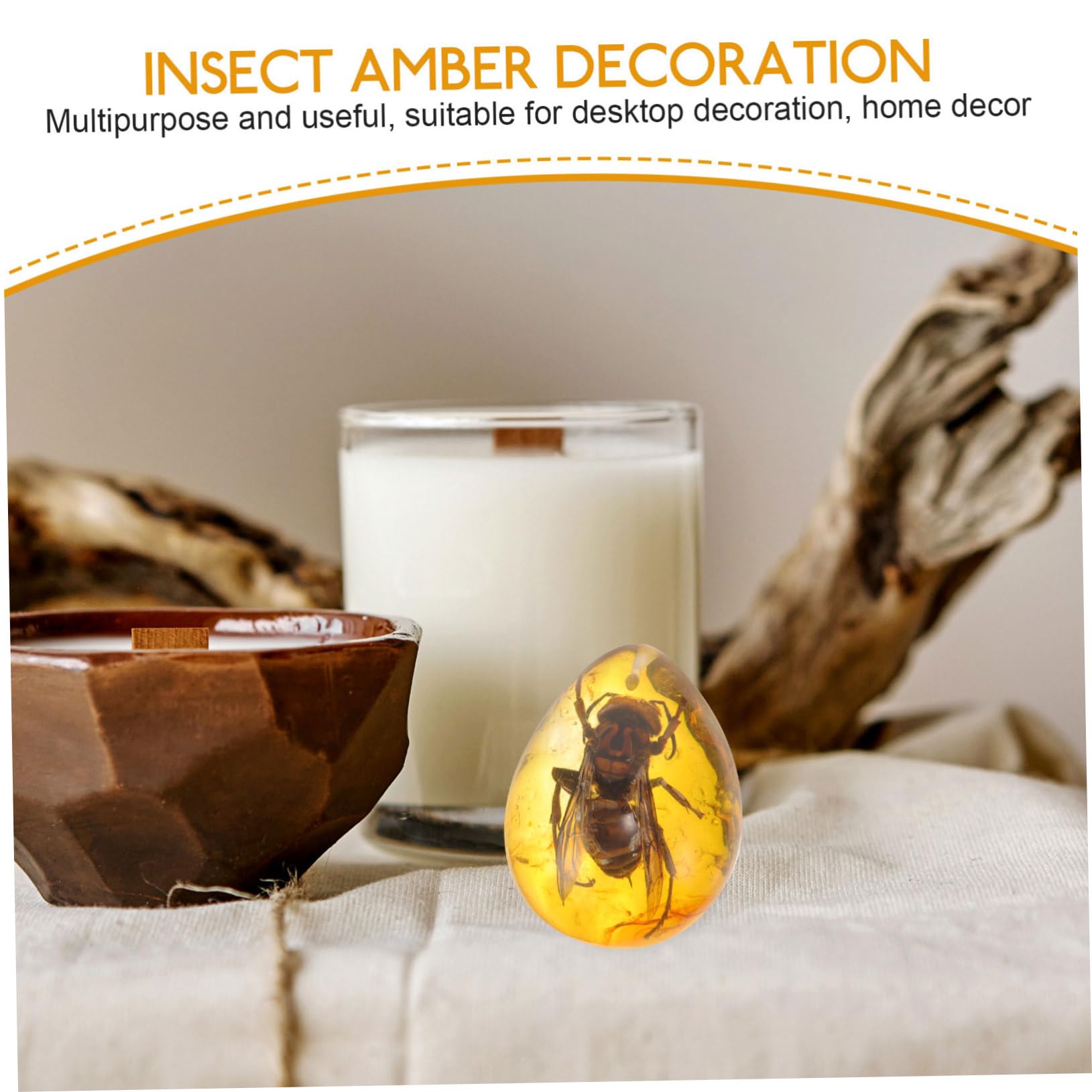 DECHOUS 3pcs Insect Amber Pendant Decor Realistic Butterfly Ant Bee Specimens Unique Insect Ornaments for Home Decor Lightweight Amber Crafts