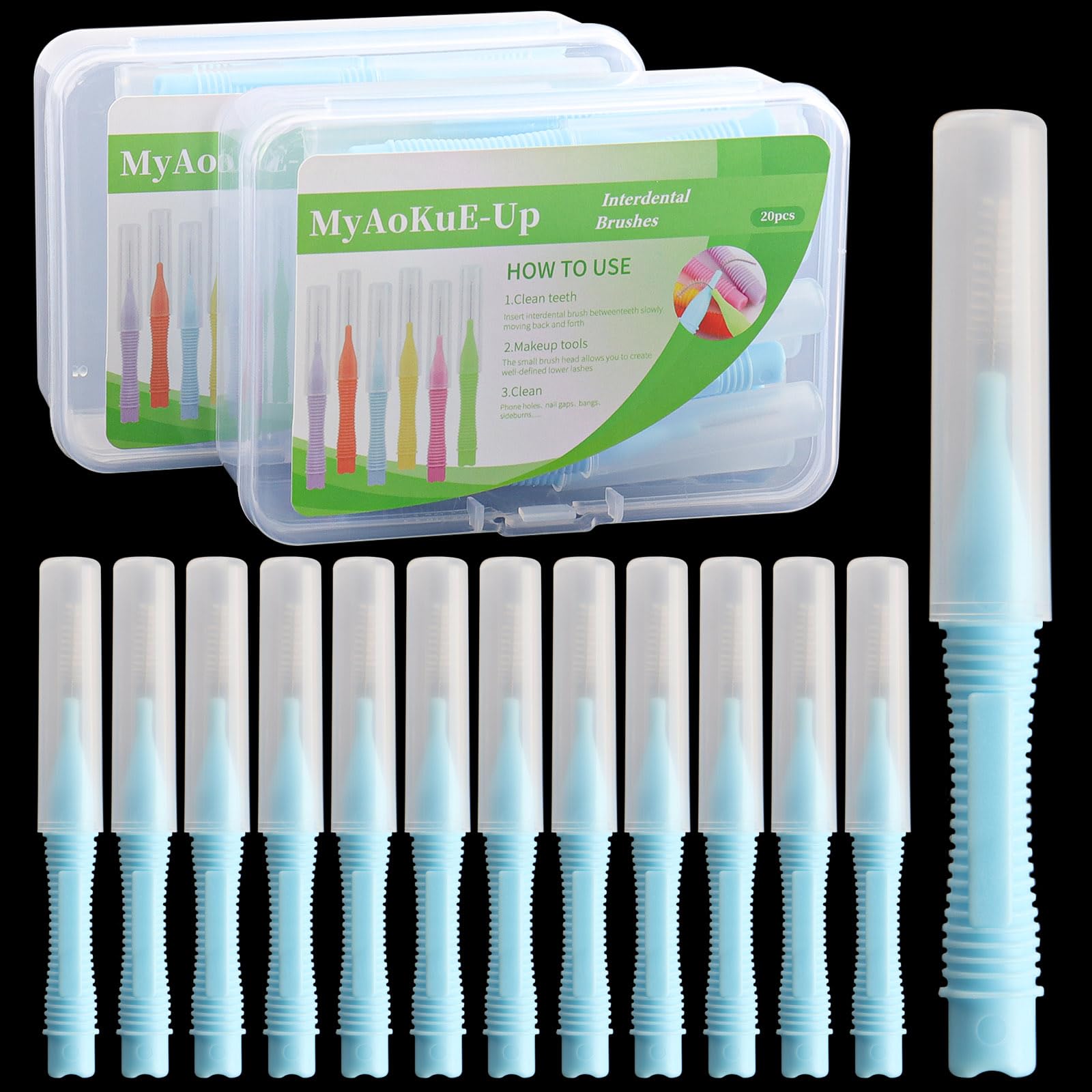 myaokue-up 40 Pcs Braces Dental Brush Flosser Interdental Toothpick Flossing Head for Teeth Cleaning Oral Care Tool for