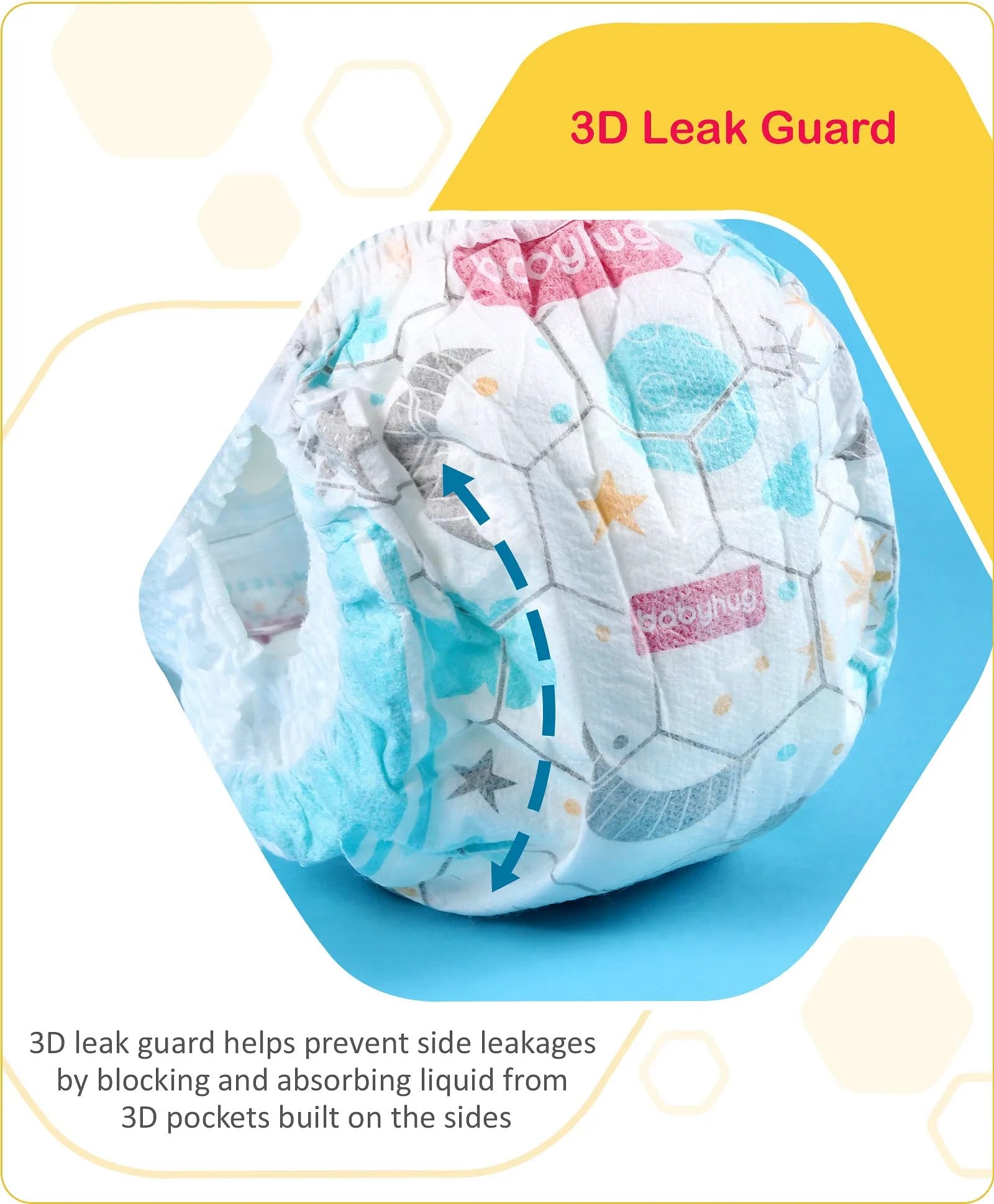 babyhug Advanced Soft Pant Style Diaper | 3D Leak Guard | Honey Comb Technology | Dermatologically Tested | Size - Extra Large (XL) | 12 to 17 kg - 56 Pieces 3