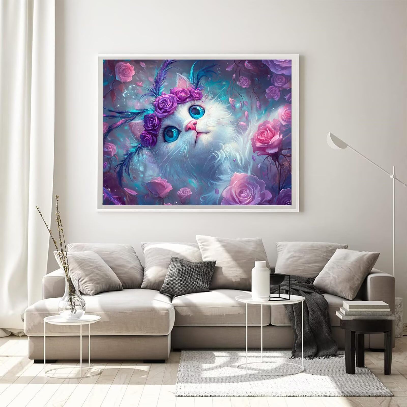 Model246 diamentowy obraz, kot, kamienie diamentowe, 60 x 90 cm, pełne wiertło 5D, zestaw do majsterkowania, zestaw do majsterkowania, dla dorosłych, kreatywny zestaw do dekoracji pokoju, na ścianę
