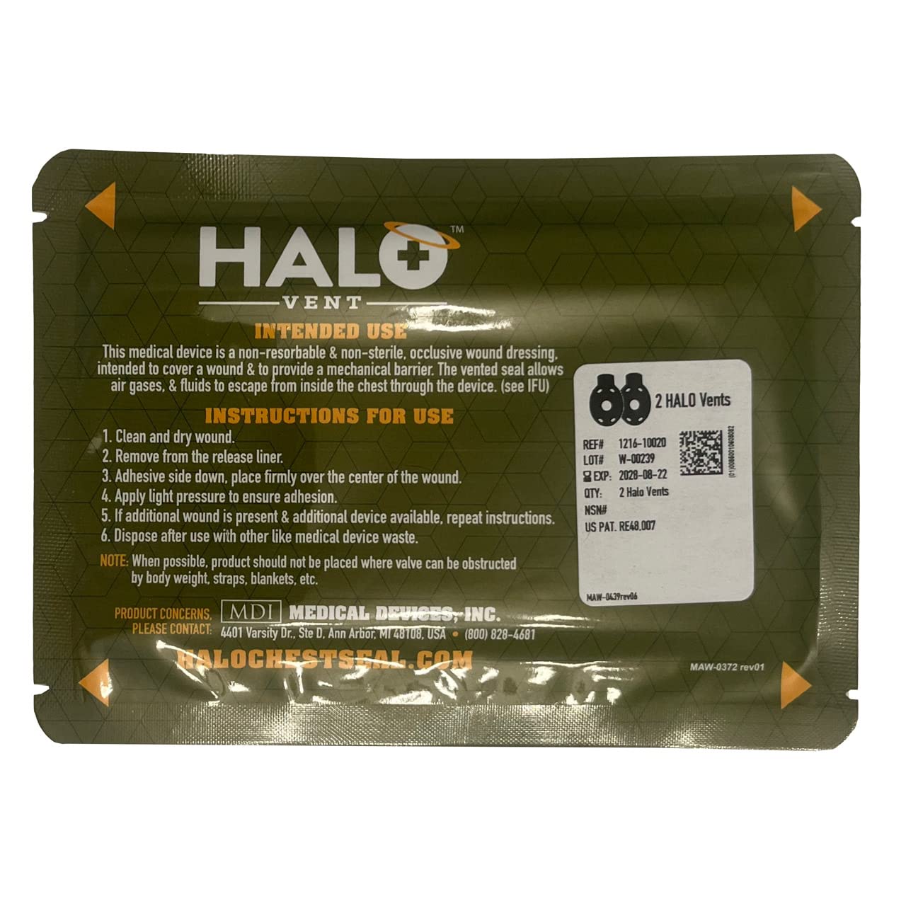 Rescue Essentials Halo Vent IFAK Chest Seal, 2 Per Package