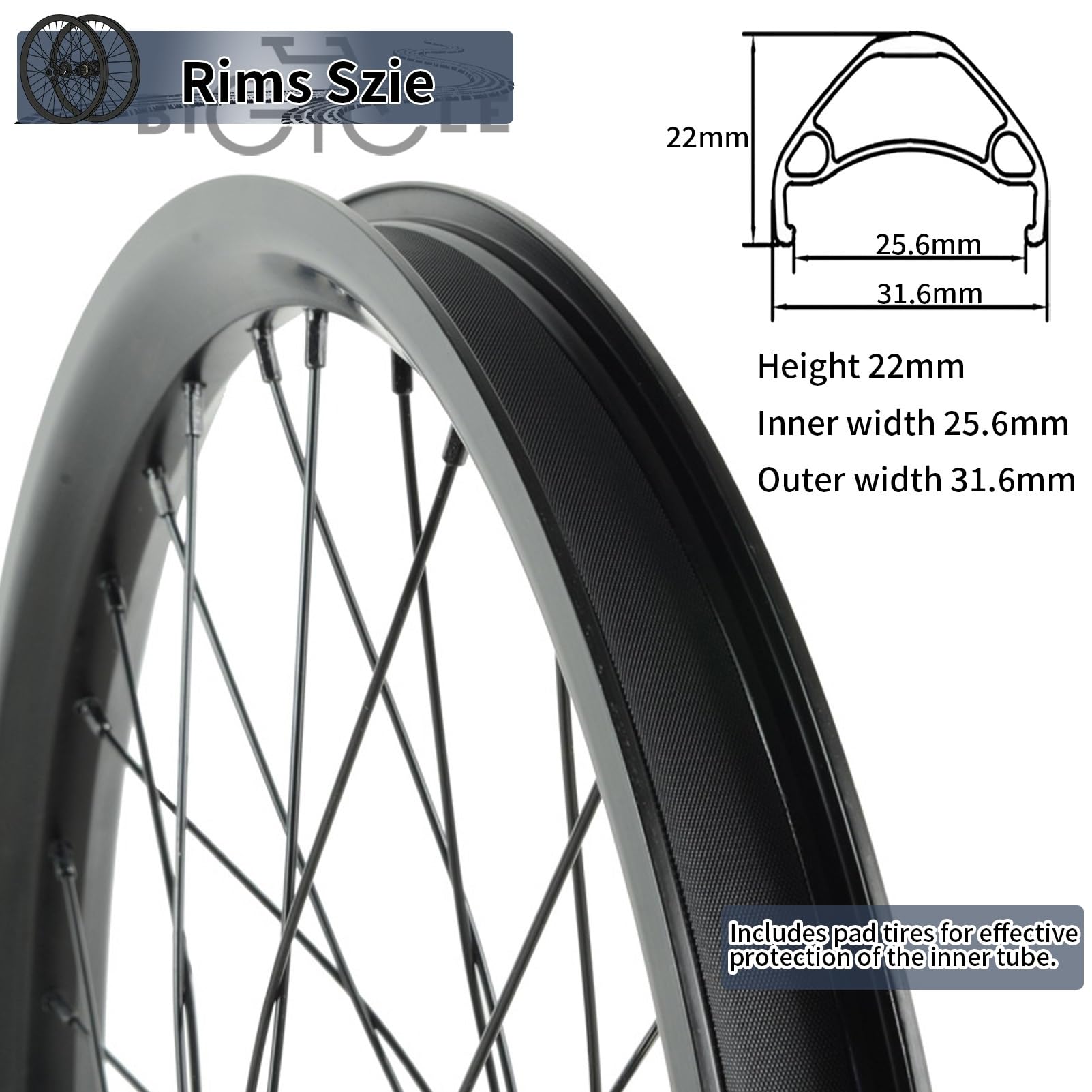 20 Zoll Steckachse Fahrrad-Laufradsatz 15x100/12x142mm 32H Naben