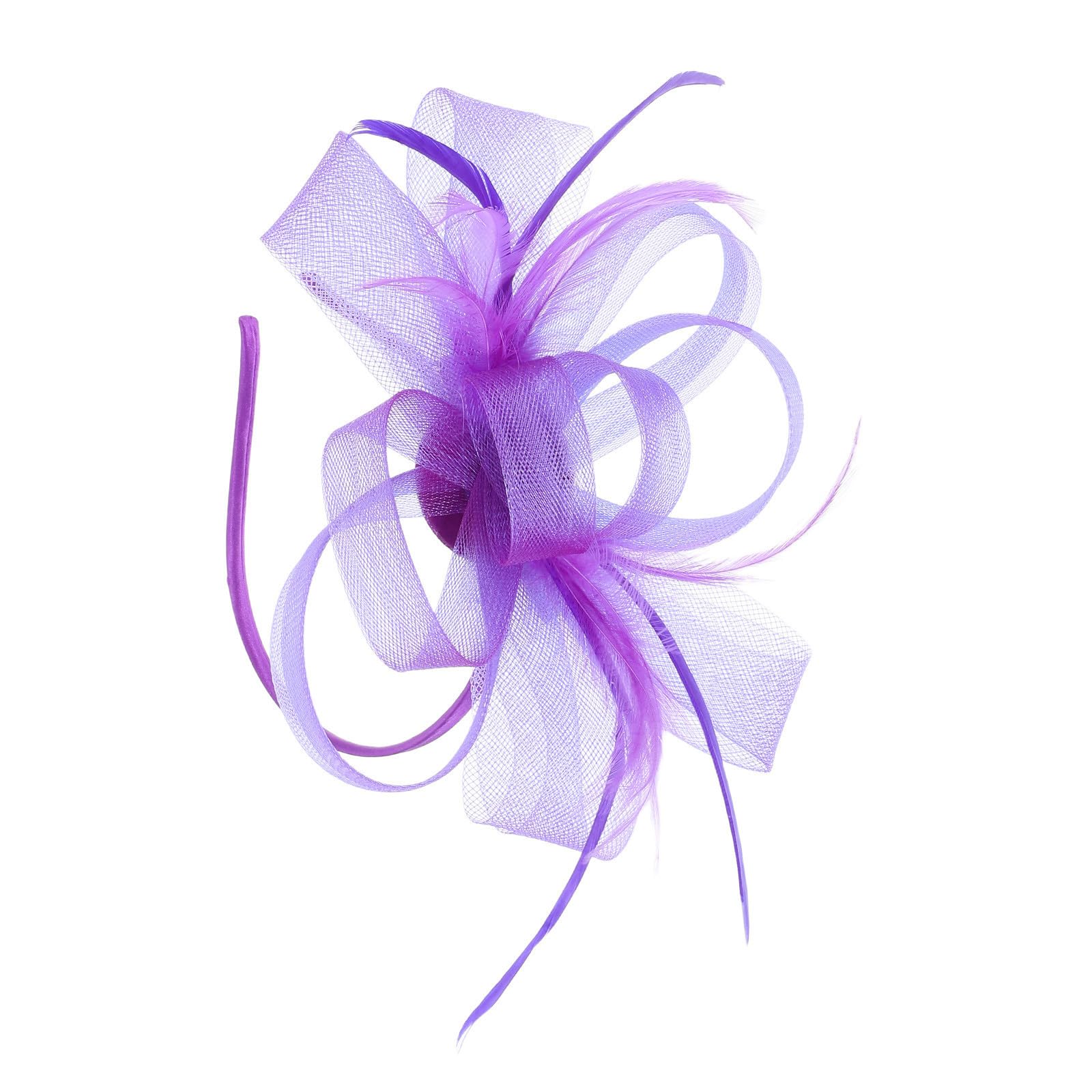 Sewroro 5 Juegos Diadema Nudo de Lazo y Tocado de Pluma para Mujer, Accesorio Ligero y Elegante para Bodas y Fiestas, Diseño Estilizado y Material Plástico Púrpura