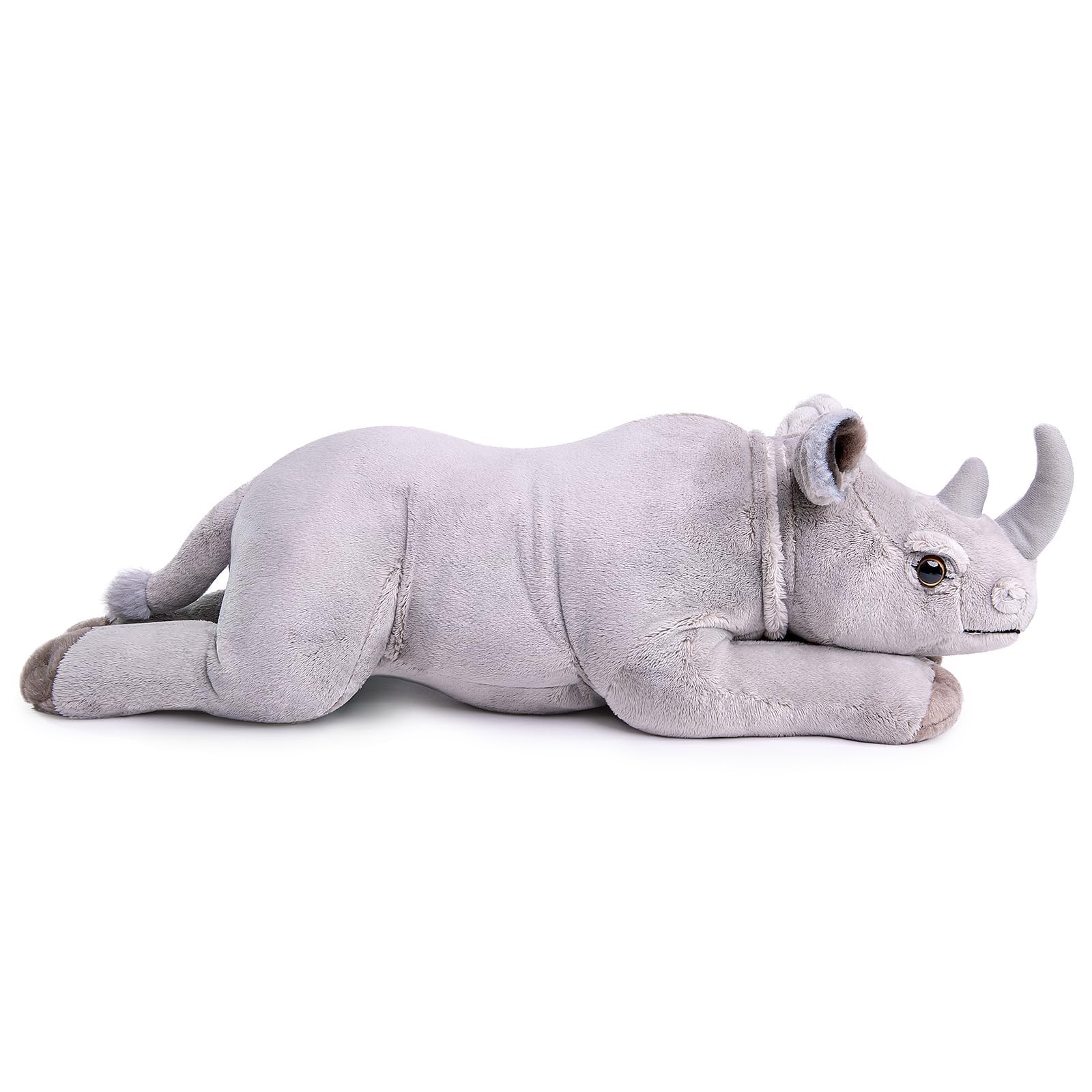 capybaraflying Cambrian Paleontology Lifelike White Rhino Plush Toy, Wild Animal Prone position Realistic Simulation Series - Image 4