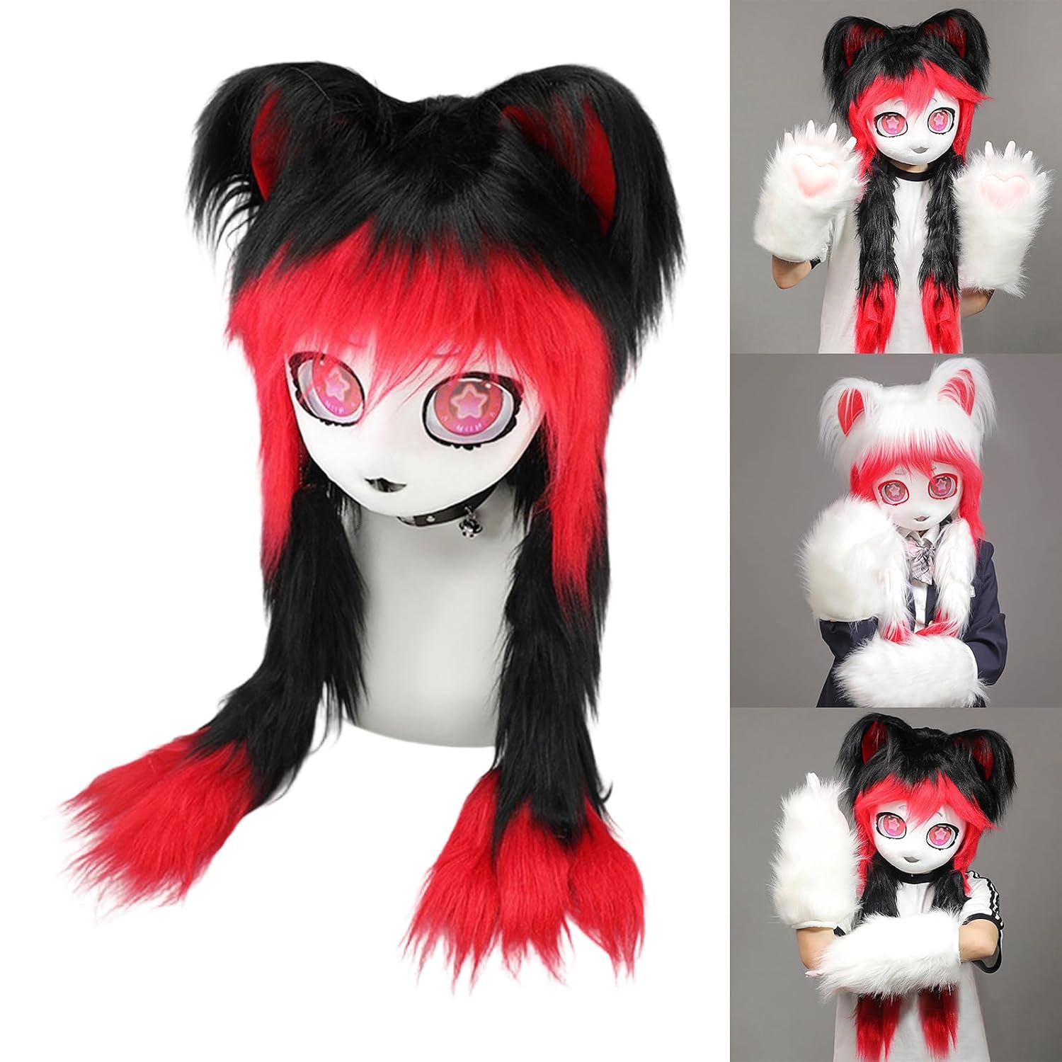 Hairhoop,Realistic Animal Head For Halloween Roleplay Costume With Soft Faux Furs And Ventilated Design for Anime Event Wear