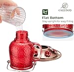 Kingsyard Glass Hummingbird Feeders for Outdoors, 16 Oz Wild Bird Feeder 6 Feeding Ports & Ant Moat Included, Hanging Bird Nectar Feeder Garden Red Décor Gifts for Mom