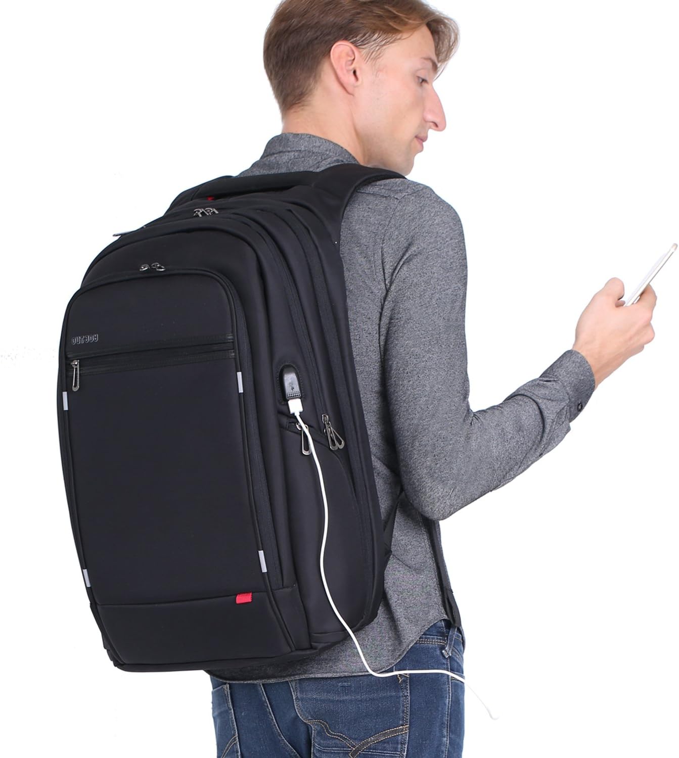Frее Shірріng 🛒 Large Laptop Backpack for Men,Water Resistant Polyester Backpack with USB Charging Port,Large Bookbag College Backpack Travel bag Black Business Backpack fit 17.3 in laptops by Outjoy 70% оƒƒ Evеrуthіng Large Laptop Backpack for Men,Water Resistant Polyester Backpack with USB Charging Port,Large Bookbag College Backpack Travel bag Black Business Backpack fit 17.3 in laptops by Outjoy