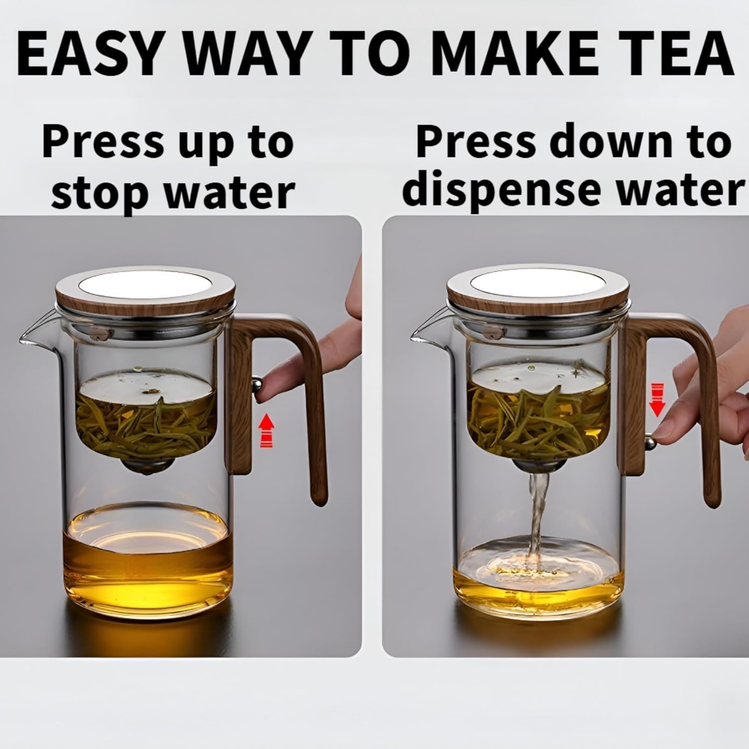 Teiera, Teiera magica creativa in vetro, infusore in vetro per tè sfuso staccabile, ideale per la preparazione del tè - 18 oz (circa 530 ml) (Trasparente)