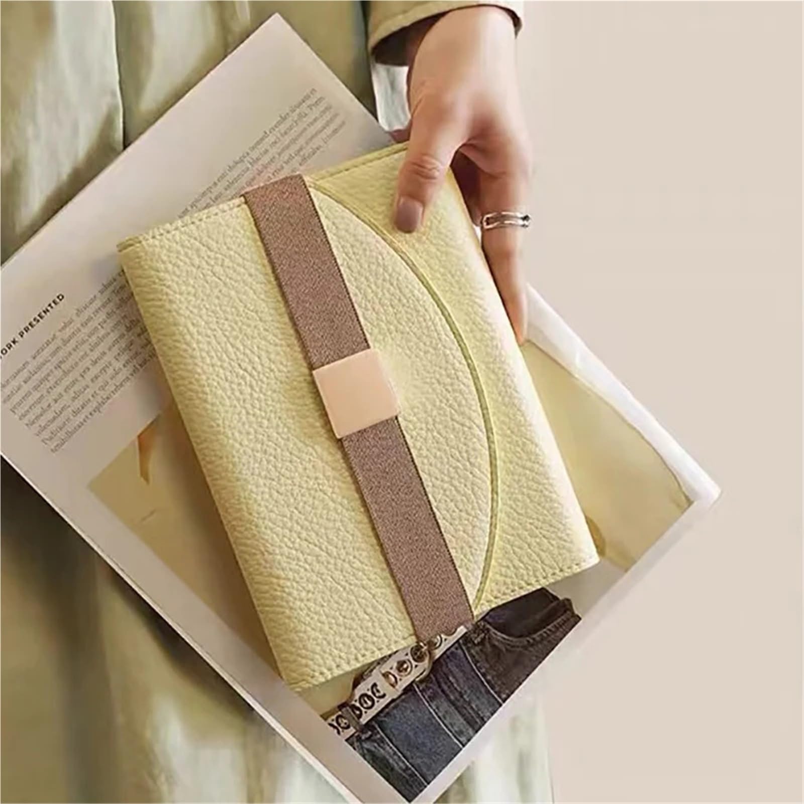 Confezione regalo di diario for notebook con raccoglitore in pelle PU A5 A6 | Diario pianificatore organizzatore riunione record ufficio aziendale blocco note a fogli mobili(Yellow,A6)