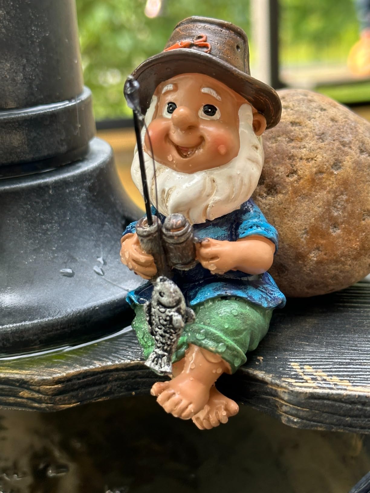 Fairy Garden Gnome Statues Miniature Dwarf Elf Fishing Figurines Outdoor Landscape Ornaments for Yard Lawn Pond Pool Riverside Decoration (Gnome) - Image 4