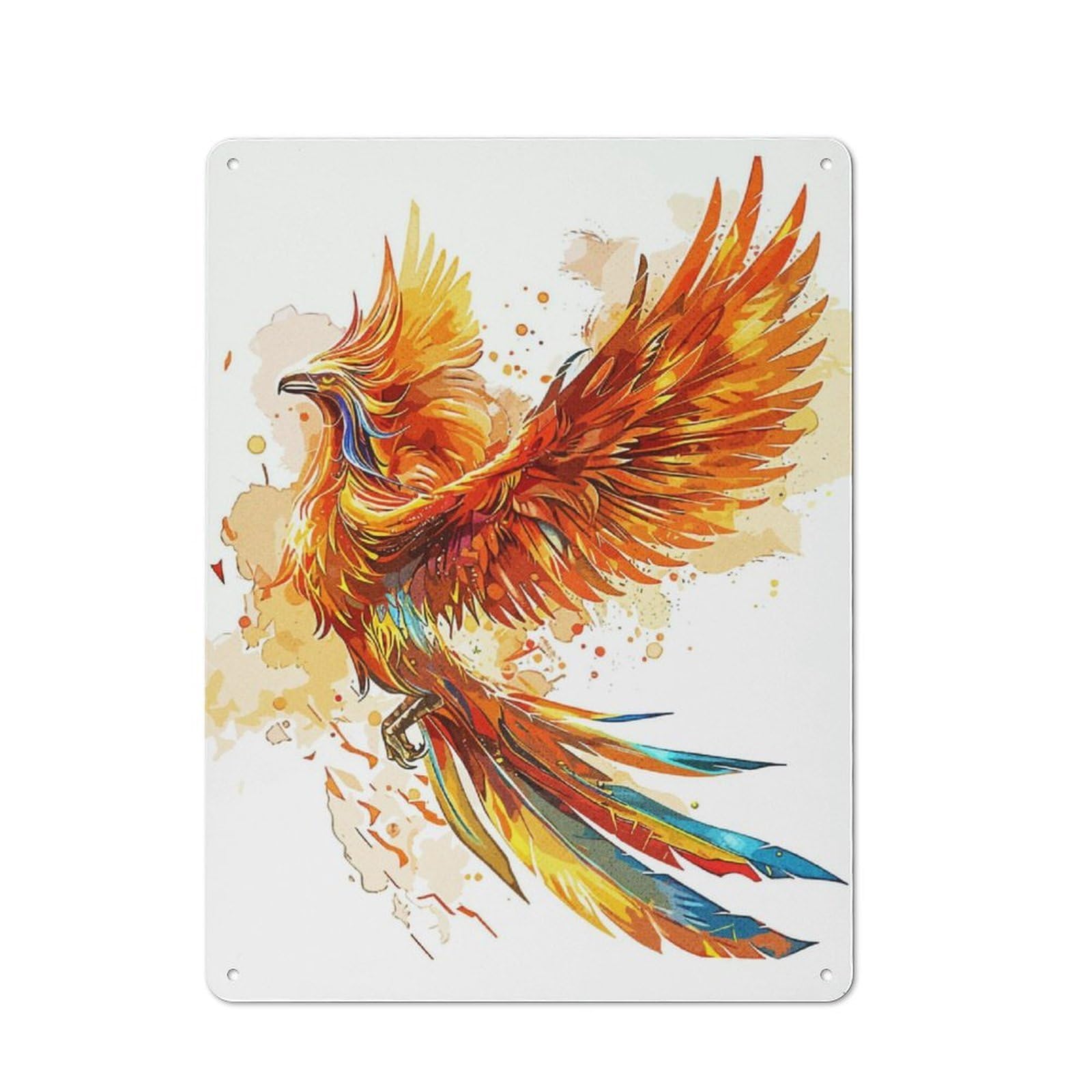 Junmoney Phoenix Painting Tin Wall Sign 40X30cm, Country Style Bistro Wall Plaque For Coffee Bar, Kitchen, Bistro Or Tea Corner