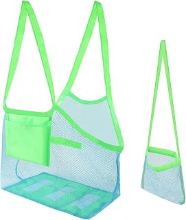 Desing Wish 2Pcs Mesh Beach Bag Kids Large Beach Tote Bag Collapsible Storage Mesh Bags Summer Sac de Plage Sand Toys for Kids Children Baby Women Beach Travel Carrying Swimming Pool Bag Accessories