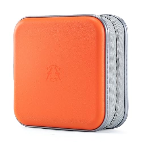 alavisxf xx CD Case, 48 Capacity Hard Plastic Portable Travel DVD Case Protective Zipper CD Case Holder Car Storage Wallet Bag (Orange, 48 Capacity) - 48 Capacity - Orange