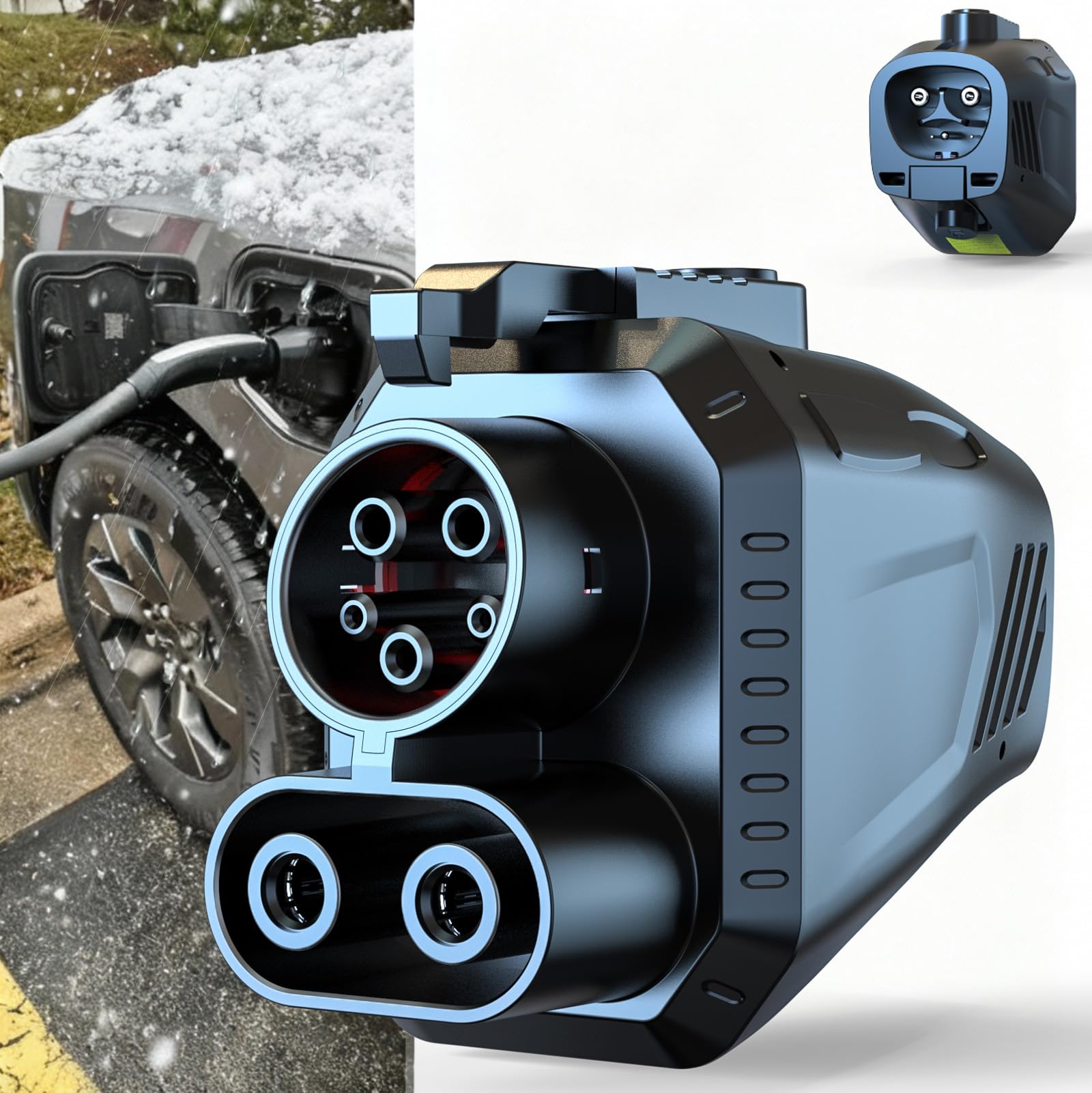 NACS to CCS Adapter for Fast Charging CCS1 EV in Tesla V3/V4 Supercharger, Max 500A 1000V NACS DC Adapter for Road Trip Charge Backup, Dual Locks for Sturdy Secure Connection