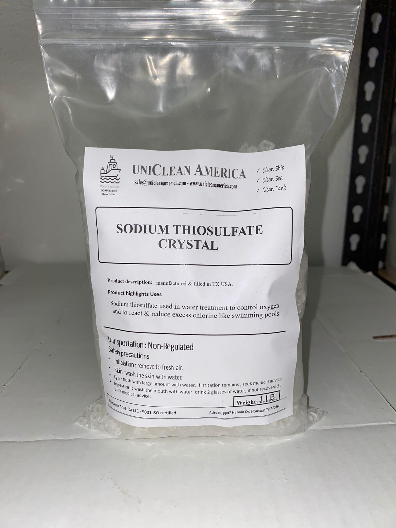 Sodium Thiosulfate Pentahydrate - high Puirty 99% - Made in USA - Weight 5lb