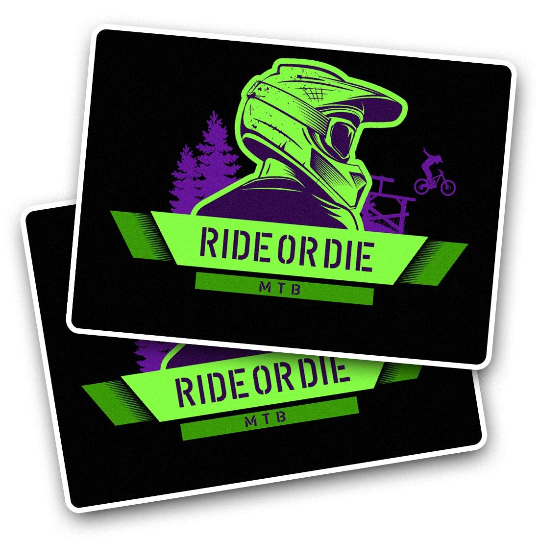 Rectangle Stickers(Set of 2) 7.5cm - Ride or Die Mountain Bike Biker Fun Decals for Laptops,Tablets,Luggage,Scrap Booking,Fridges, #46261
