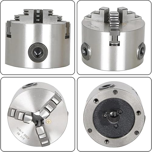 Miniatura 6 de WFLNHB K11-80 3 pulgadas 3 mandíbula Torno autocentrante Chuck 3 "para fresadora de perforación CNC Total 2 Juego de mordazas
