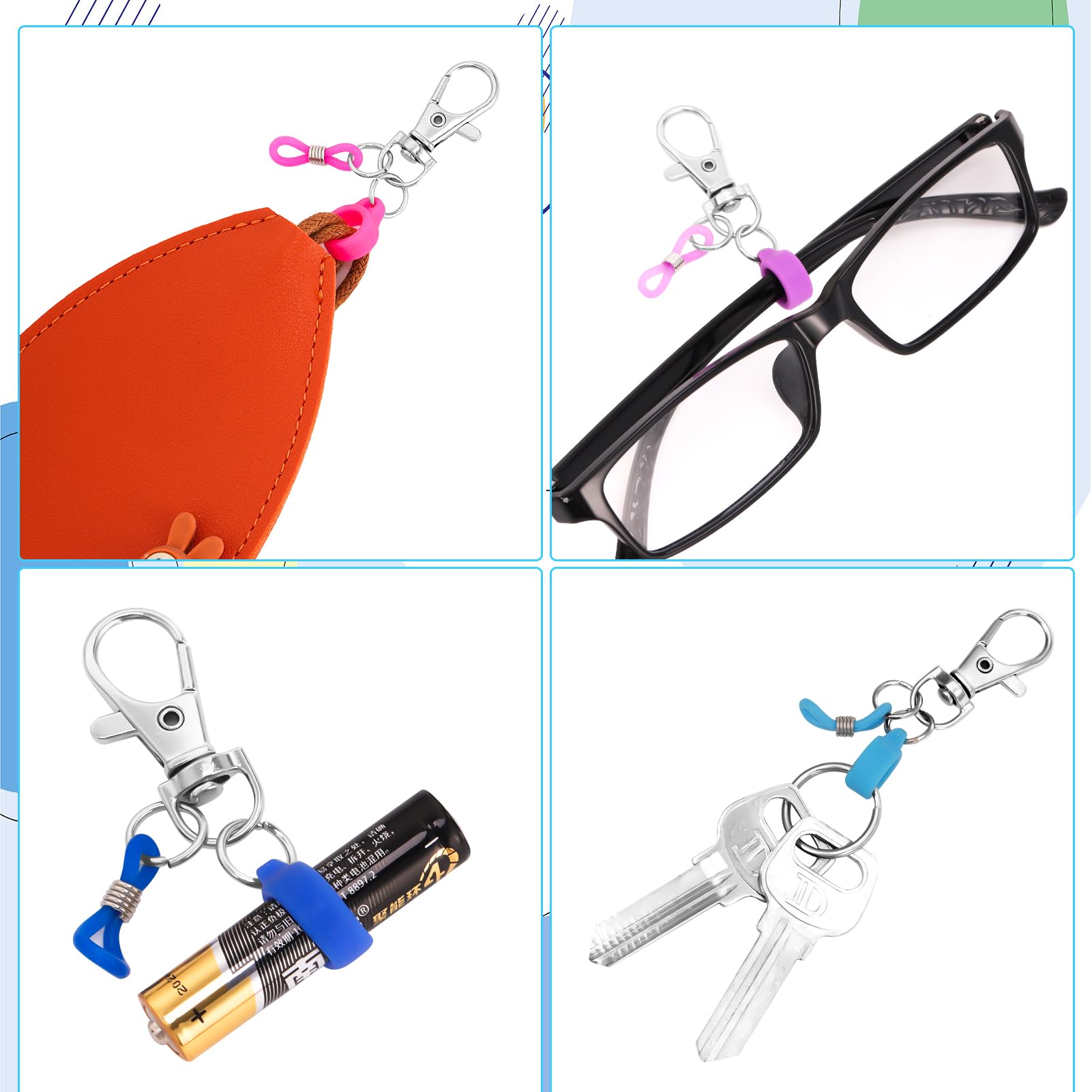 Candcamp 10 PCS Lanyard Pen Holders for Teachers,10 Colors Pen Clips with Anti-Lost Silicone Rubber Rings and Lobster Claw Clasp,Pen Holder for Lanyard Badge Reel Pen Converter - Image 4