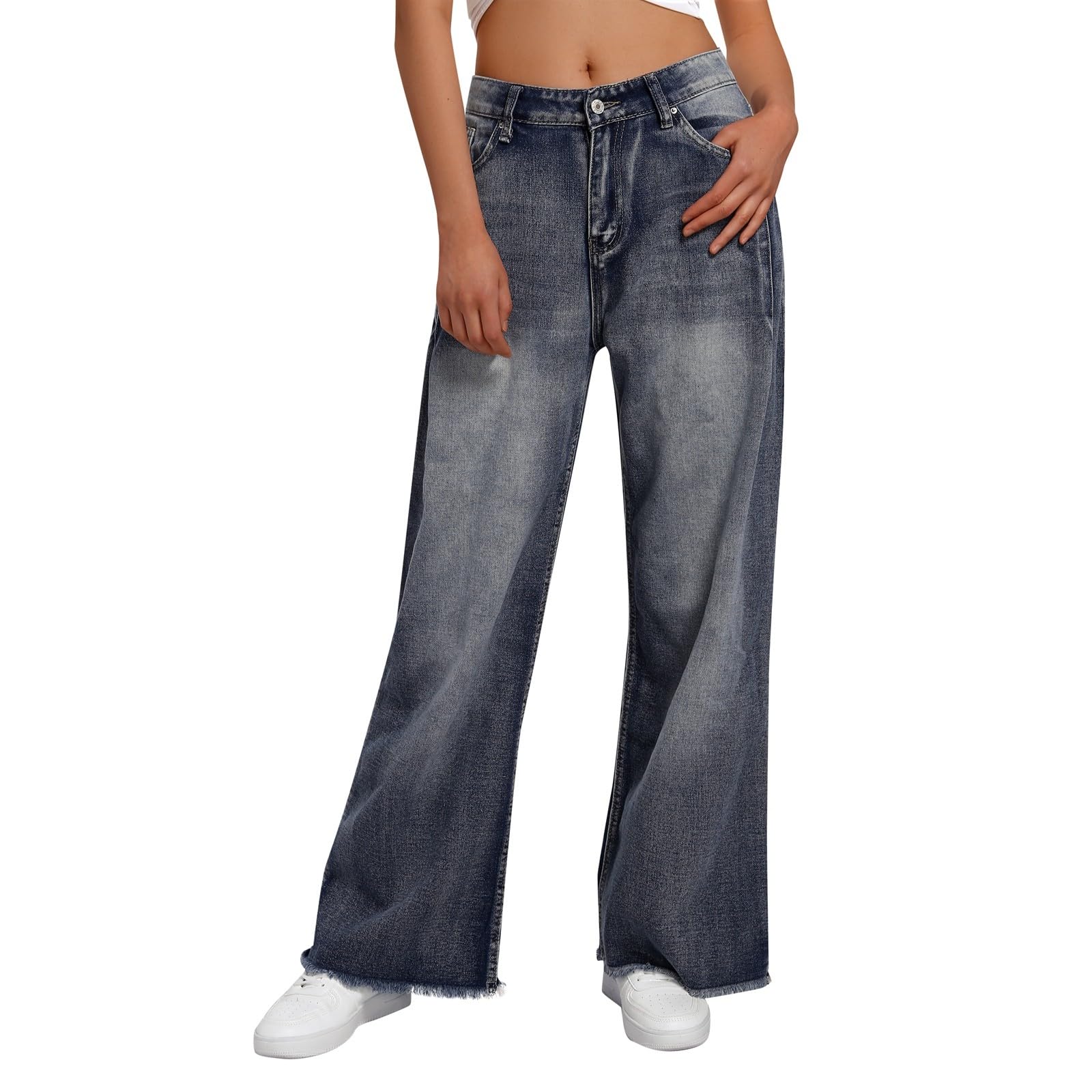 Vaqueros Para Mujer Bajita Elásticos Bolsillos Pantalones Trabajo Bootcut Mezclillas Bolsillo Deportes Campana Elefante Tiro Corte Recto Lavado Clásico Diseño Holgado Estilo Comodidad Superior