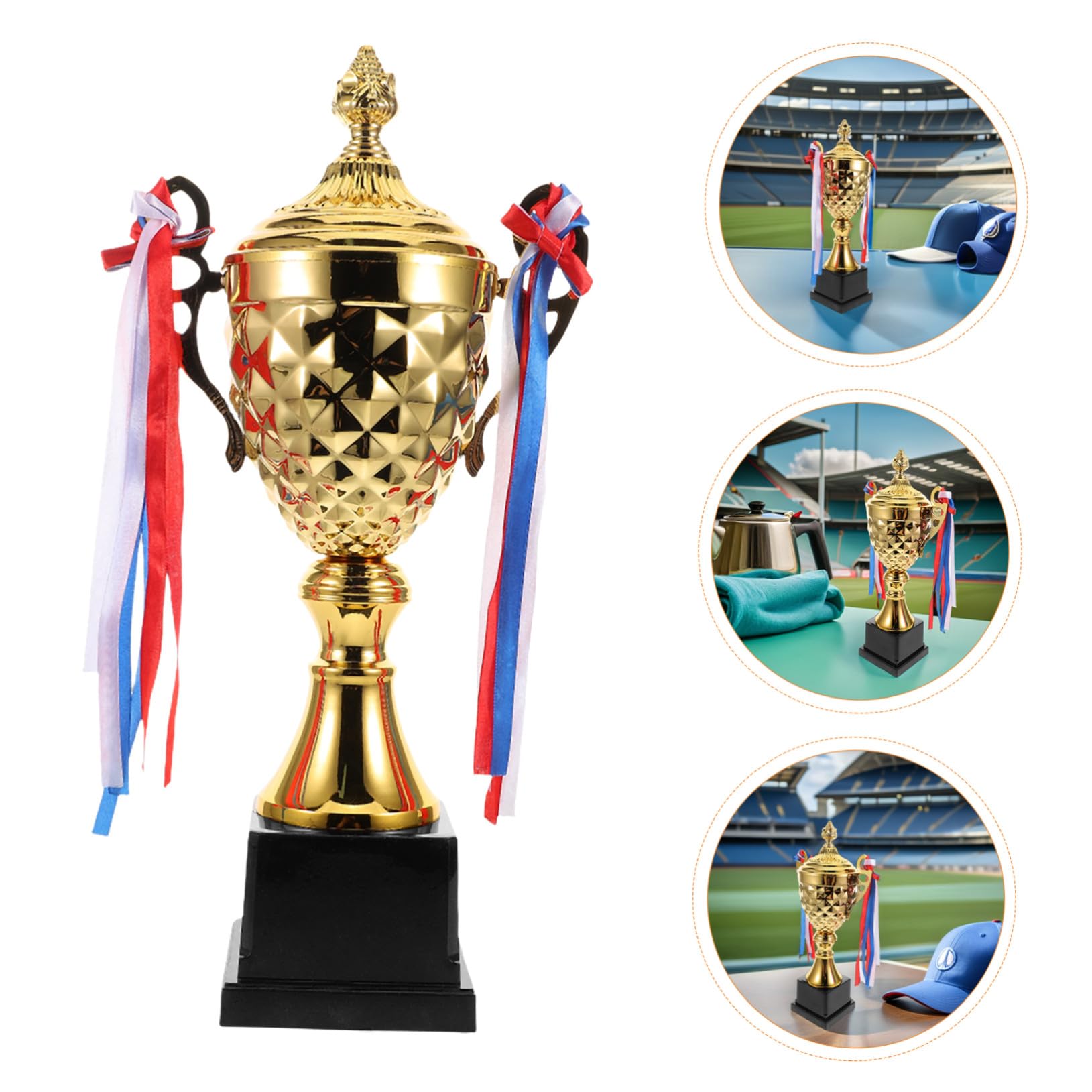 Abaodam Copa de Trofeo Grande Dorada de Metal para Competiciones | Diseño Clásico y Elegante, Fácil de Manejar, Durabilidad Prolongada, Adecuado para Atletas y Torneos de Hockey