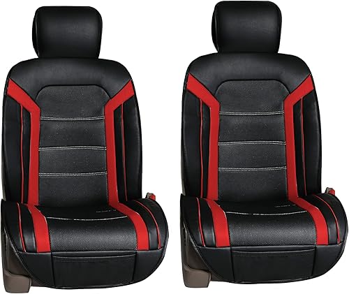 Miniatura 6 de FH Group Red-Rear PU208RED013 - Cojines de asiento de piel sintética futurista, color que se adapta a la mayoría de autos, camiones, SUV o camionetas
