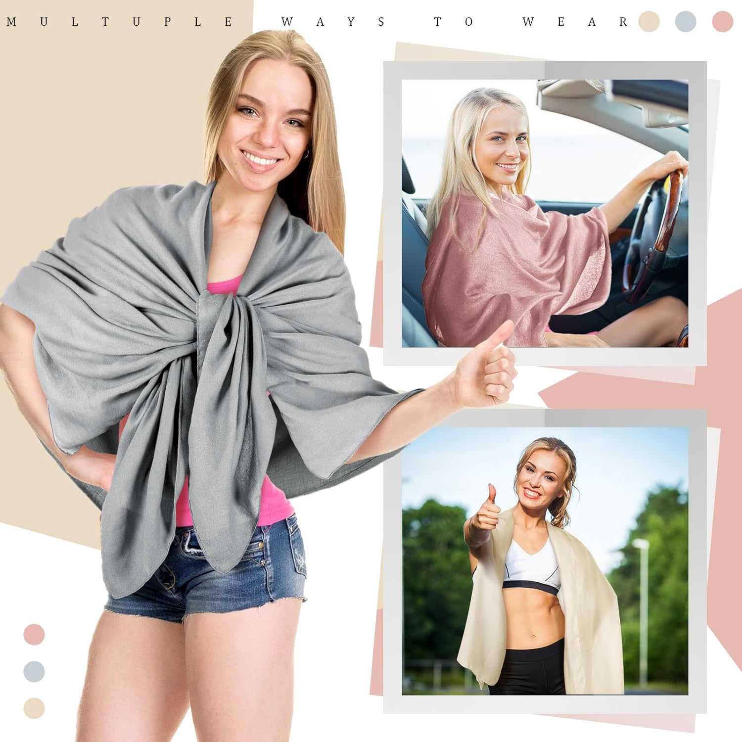 Patelai Sun Shawl UV Sun Protection Beach Travel Shawl UPF 50+ Women's Beach Wraps for Women Travel Essentials - Image 5