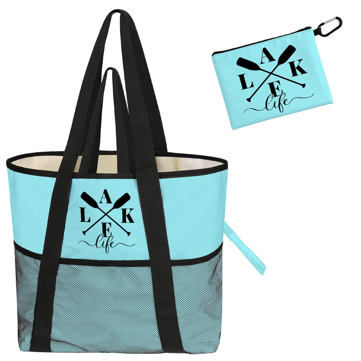 NBIAN Sandproof Beach Bag with Zipper - 8-Pocket Waterproof Tote for Women & Family | Foldable Travel Swim Bag (Gift-Ready)