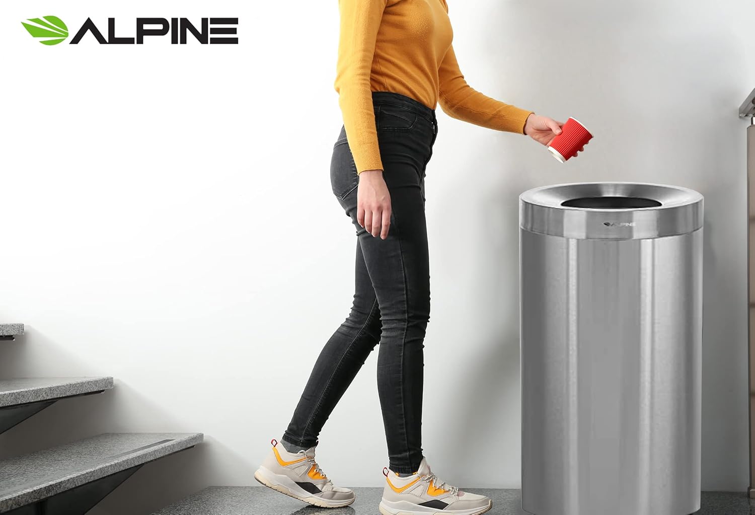 27-Gallon Fingerprint Resistant Stainless Steel Commercial Trash Can