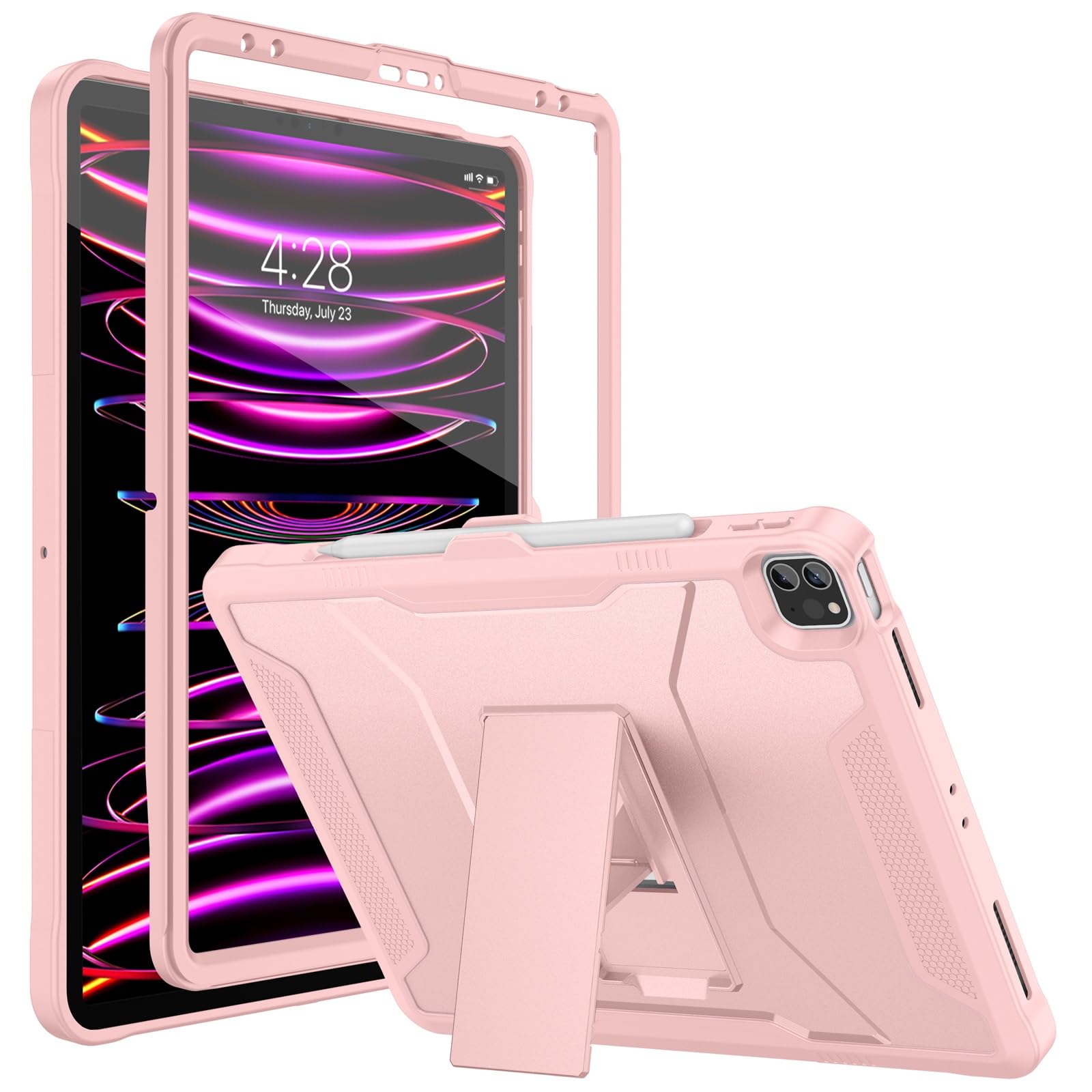 Soke Case for iPad Pro 12.9 Inch 6th/5th/4th Generation(2022/2021/2020 Release), Rugged Shockproof Protective Cover with Built-in Kickstand for Apple