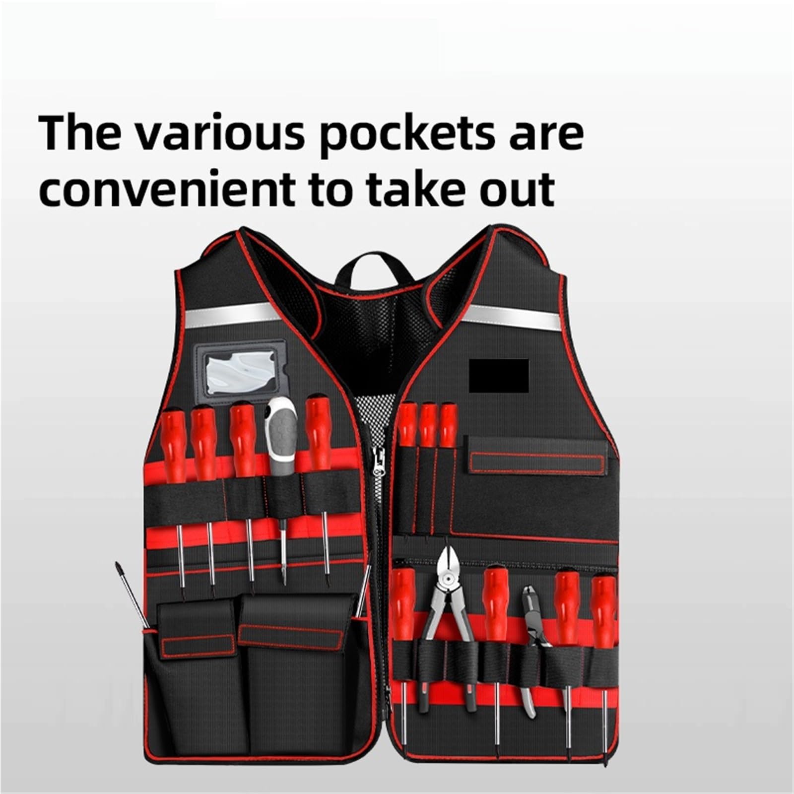 Werkzeugweste Tool Vest Multi Pocket Hardware Bag Strap Reflective Strip Large Capacity Storage
