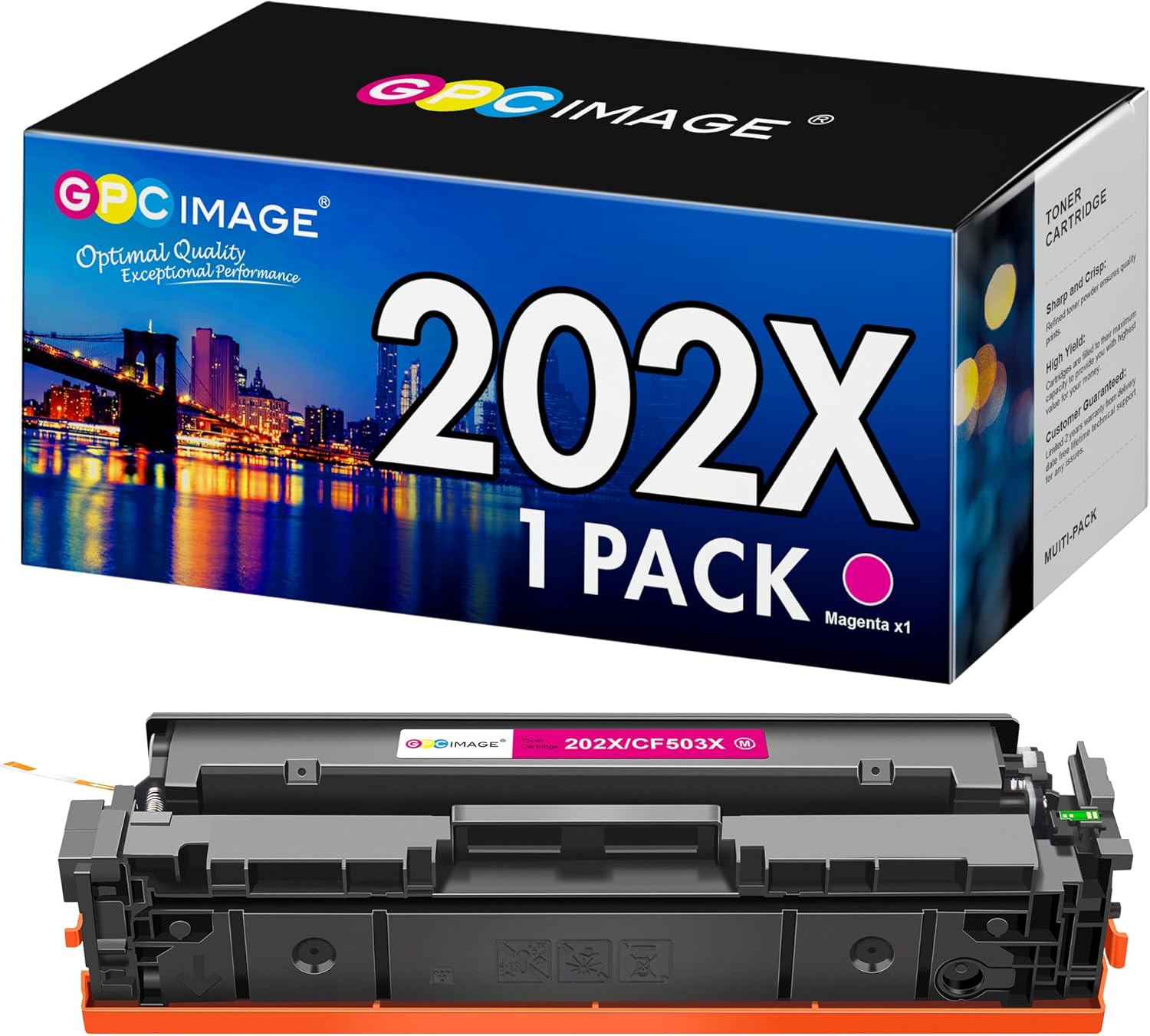 GPC Image Compatible Toner Cartridge Replacement for HP 202X 202A CF500X CF500A to use with Pro MFP M281fdw M254dw M281cdw M281 M281dw M280nw Toner Printer Tray (1 Magenta Pack)