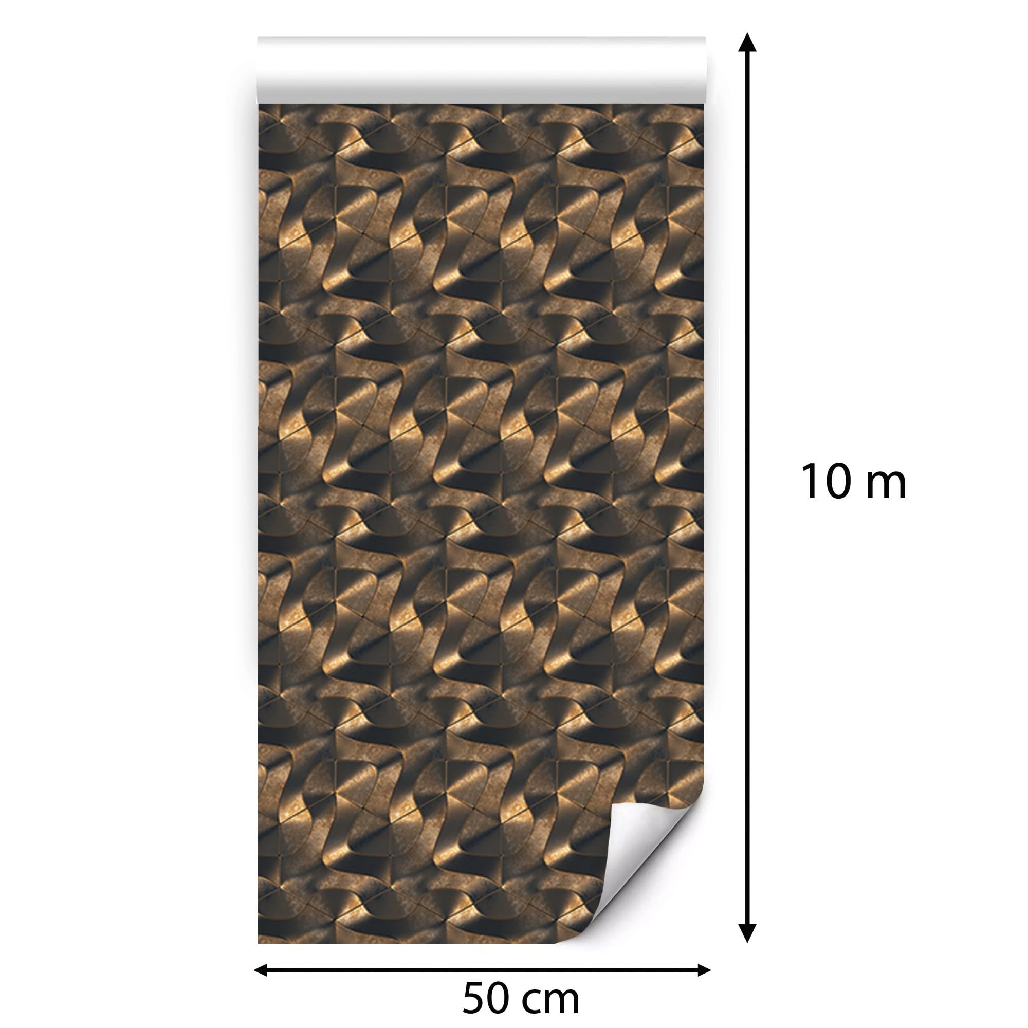 Tapeta samoprzylepna folia meblowa geometryczny wzór fali 3D ciemne złoto