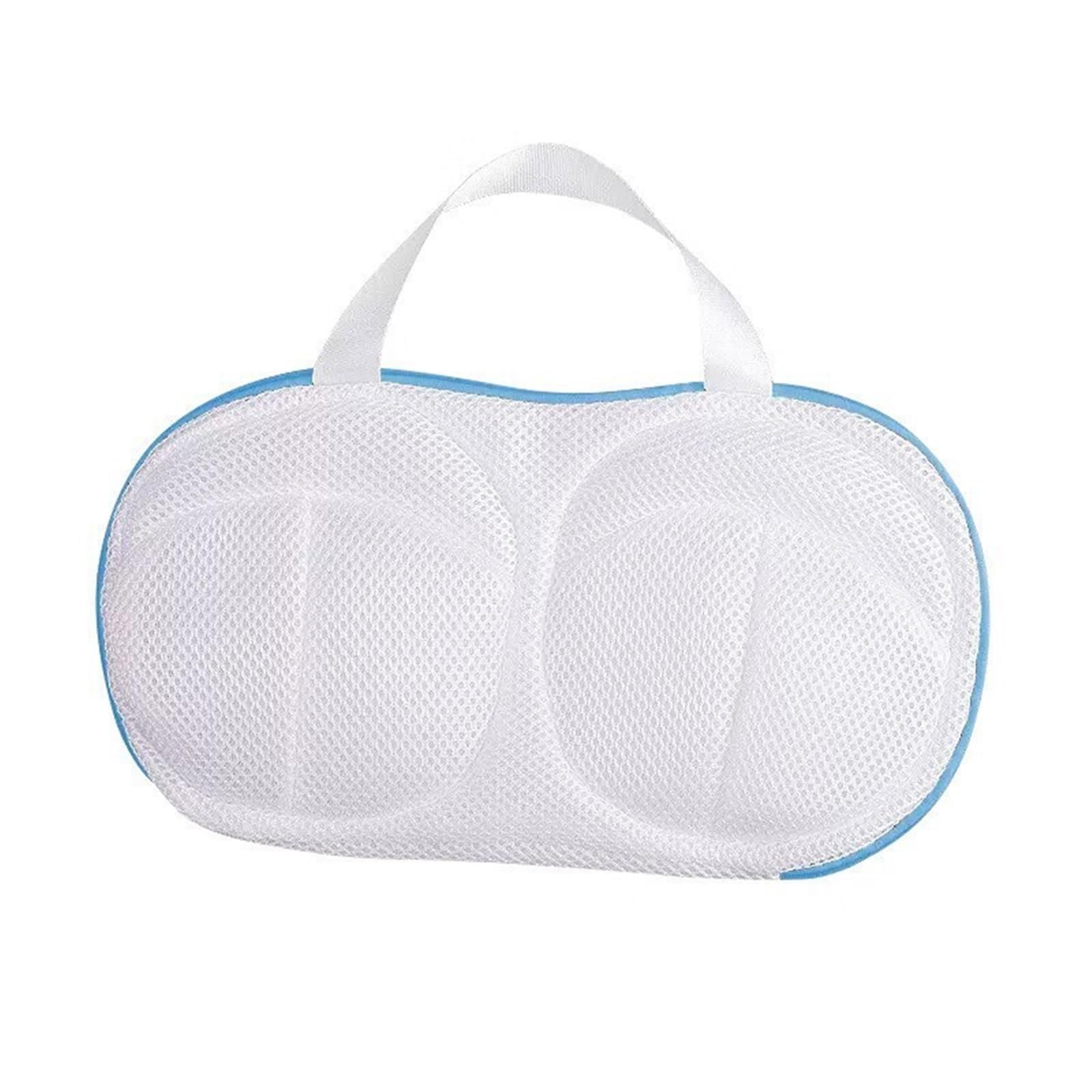 2 Pcs Bra Washing Bags for Laundry, Bra Bags Washing Machine Lingerie Wash Dryer Bag Non-Deform 3D Protective Bracket for Women(1pcs White blue)