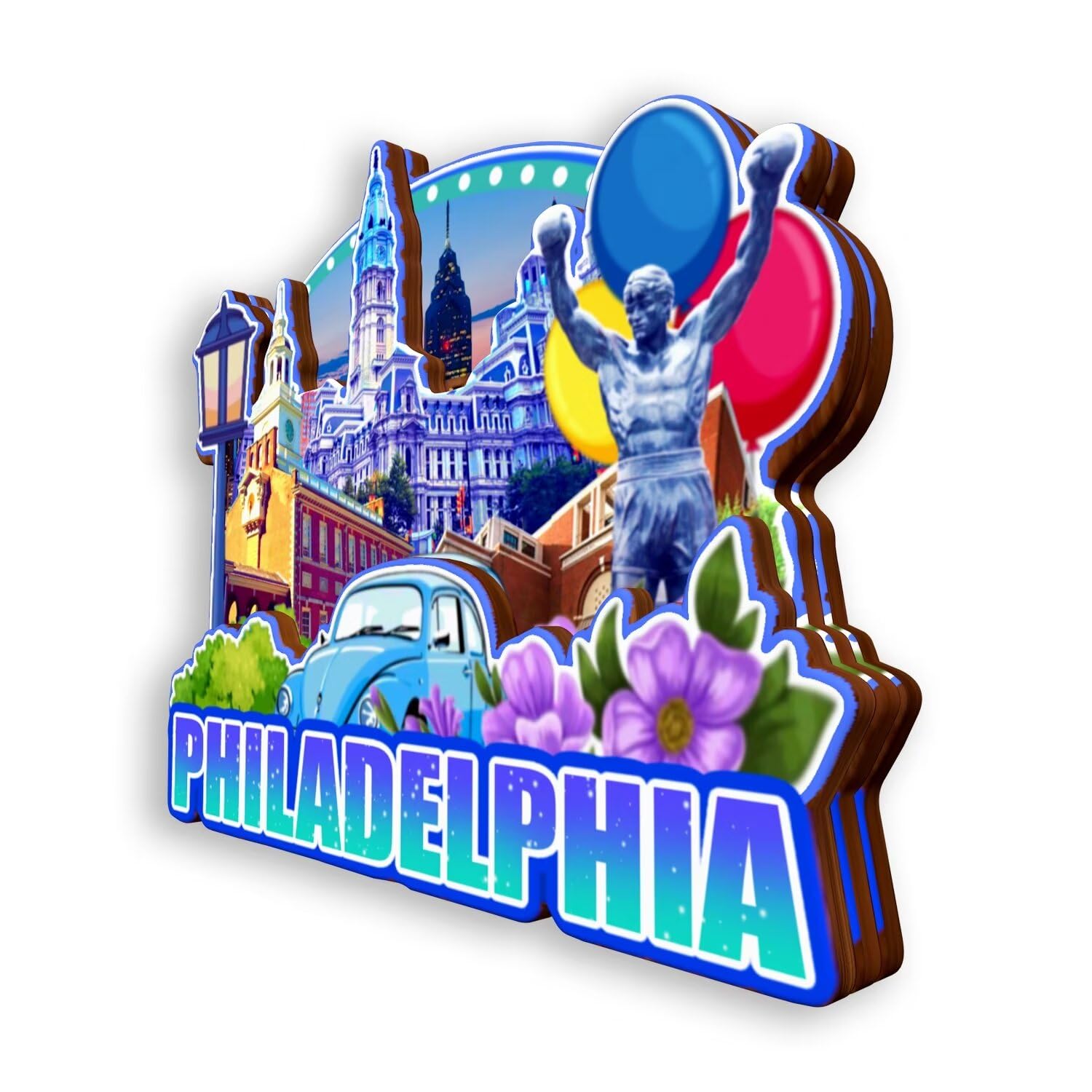 Magnes na lodówkę Philadelphia Pennsylvania USA magnes na lodówkę miasto podróże pamiątki prezenty turystyczne 3D klasyczne zabytki ręcznie robione rękodzieło dekoracja domu -1114