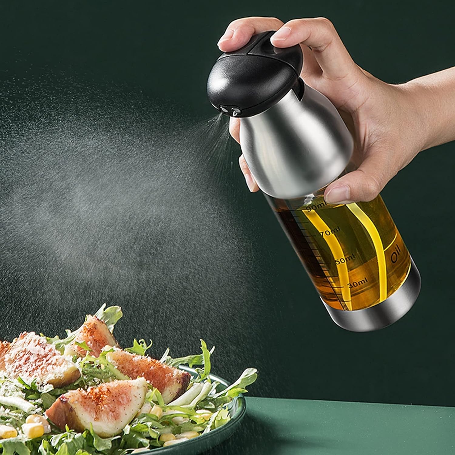 oil bottle Light Luxury Stainless Steel Oil Sprayer Household Kitchen Mist Oil Dispenser Multi-purpose Oil Control Olive Oil Sprayer Bottle oil sprayer