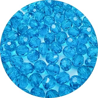 100pcs 12mm Acrylic Round Crystal Faceted Beads for Crafts Spacer Beads for Jewelry Making Necklaces Bracelets Earrings DIY Decoration(Lake Blue)