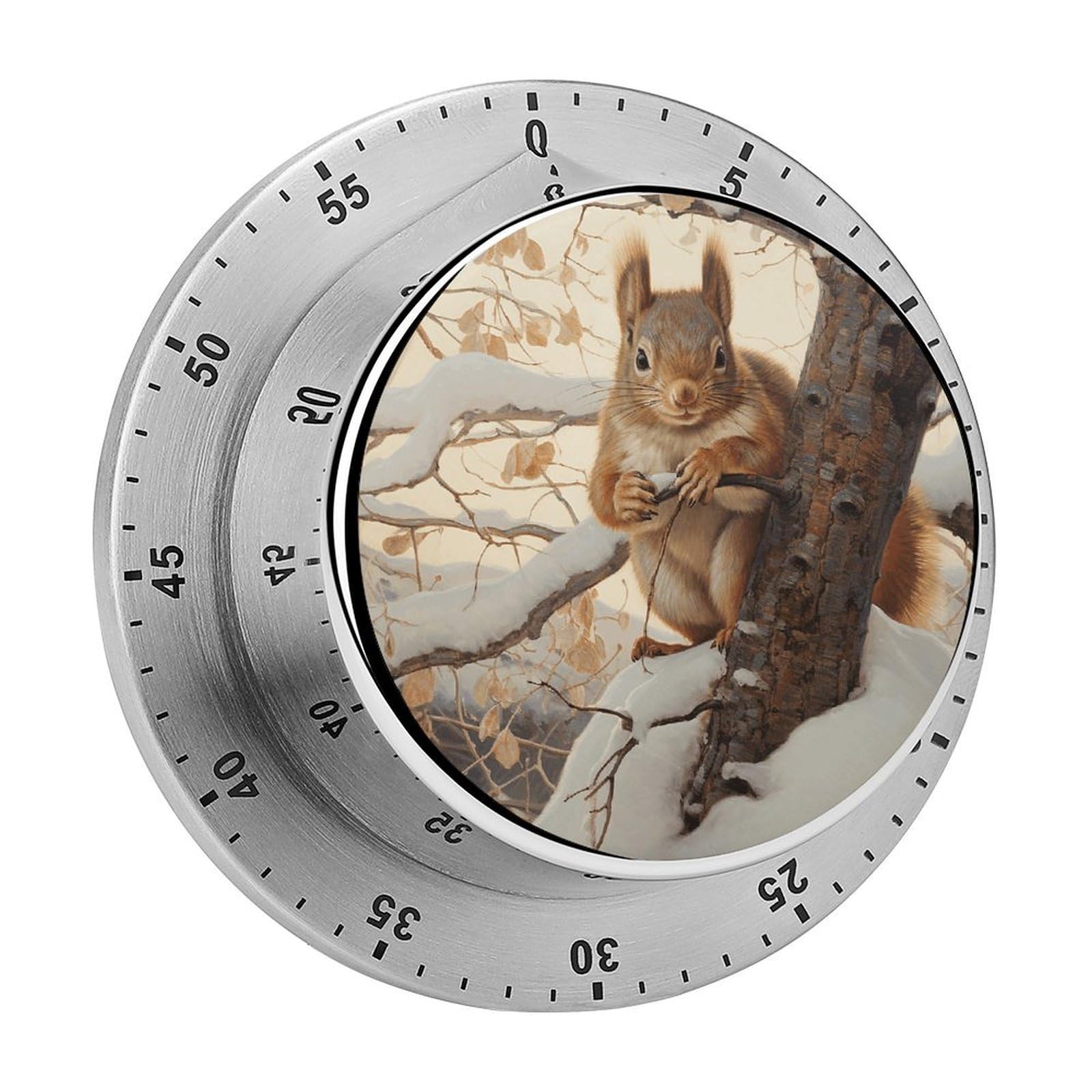 Adfgyerh Style Squirrel On Tree Timer For Cooking, Kitchen Timer Magnetic No Batteries Required, Mechanical Timer With Loud Alarm, For Fitness Baking Exercise Oven