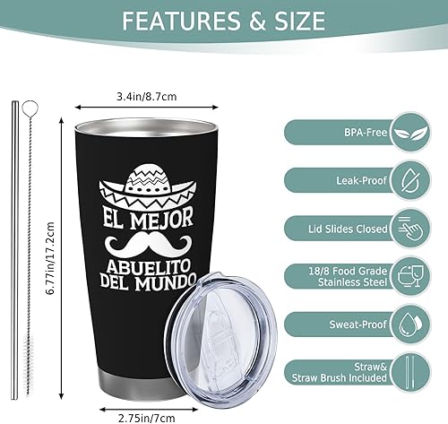 Miniatura 5 de Vasos de Abuelito para hombres, regalos de Abuelo en tazas de café españolas, vaso de Abuelo, taza de café de 20 onzas, vasos de Abuelito La Mejor