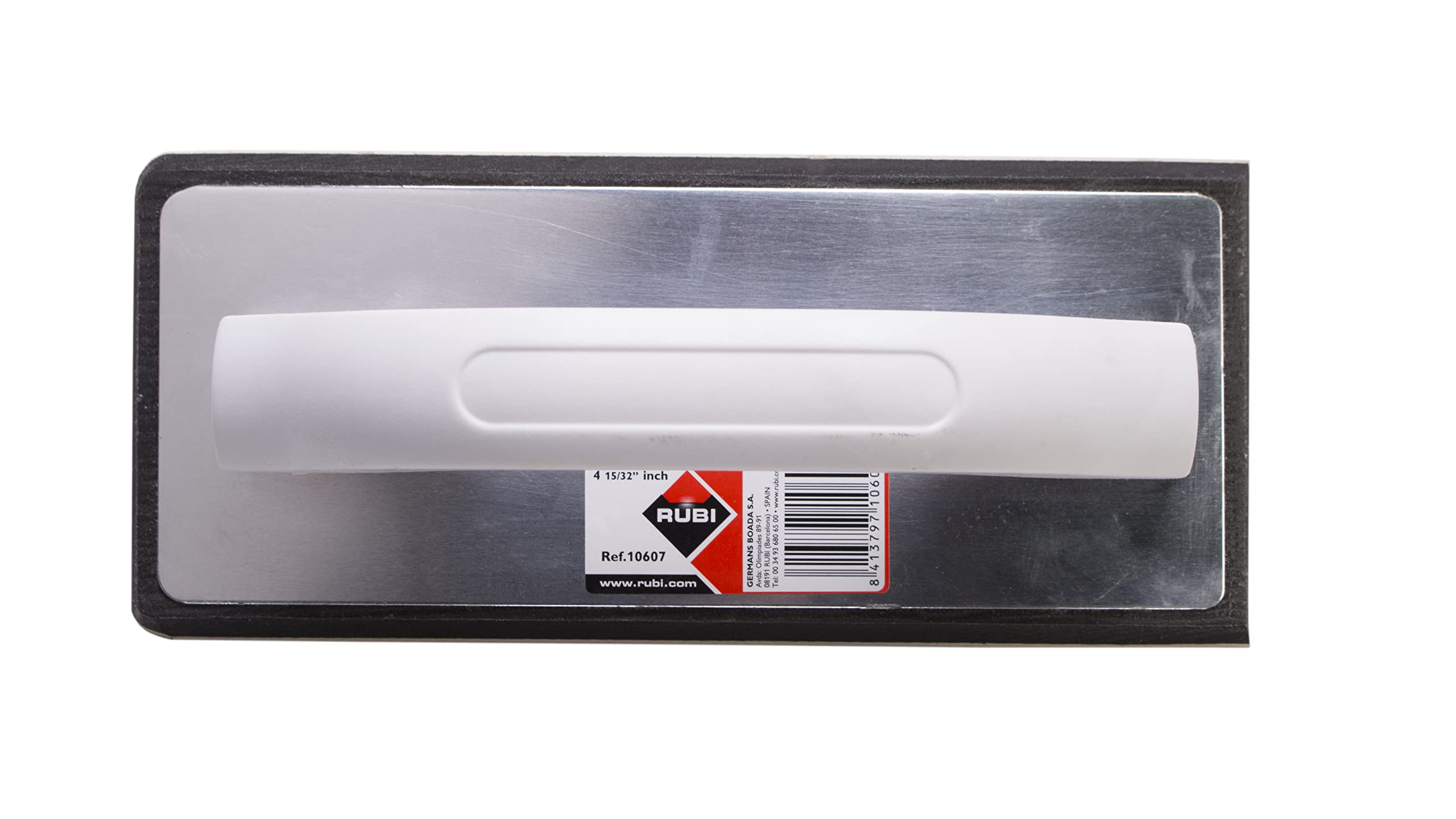 RUBI 10607 | Llana de Goma para Juntas Pro con Mango Ergonómico en Plástico | Diferentes Durezas | Lámina de Caucho Blanco Resistente a la Abrasión | Medidas: 22,5 x 10 x 1,5 cm