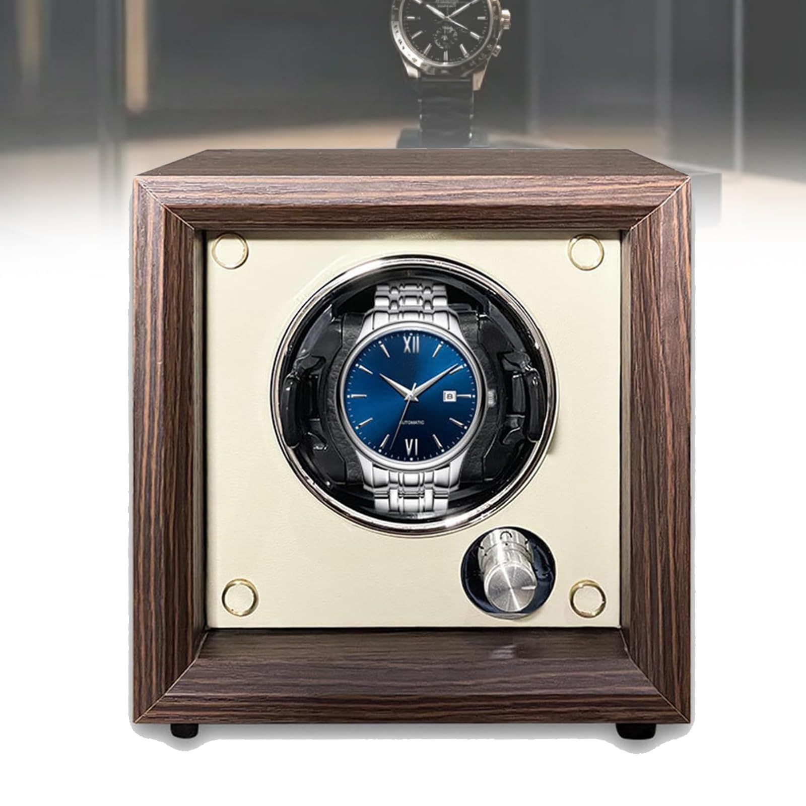 VILA SMO Antimagnetic Watch Storage Box, Wooden Automatic Watch Winder, With Quiet Motor, Anti-scratch Memory Foam, 5 Adjustable Settings, For Single Watch Display Storage Wristwatch